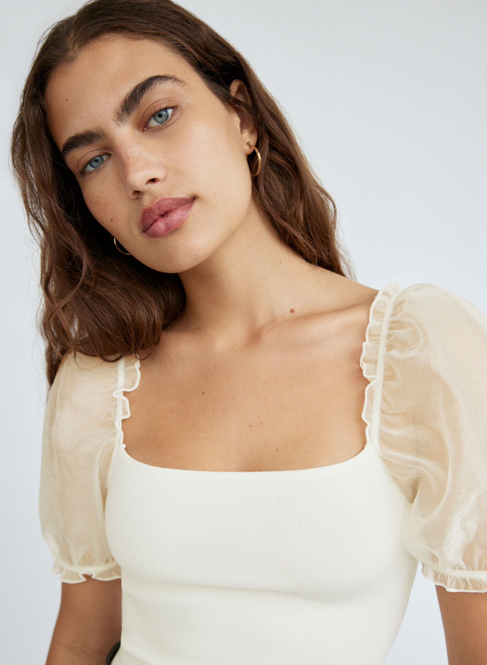 Sheer-Sleeve Top