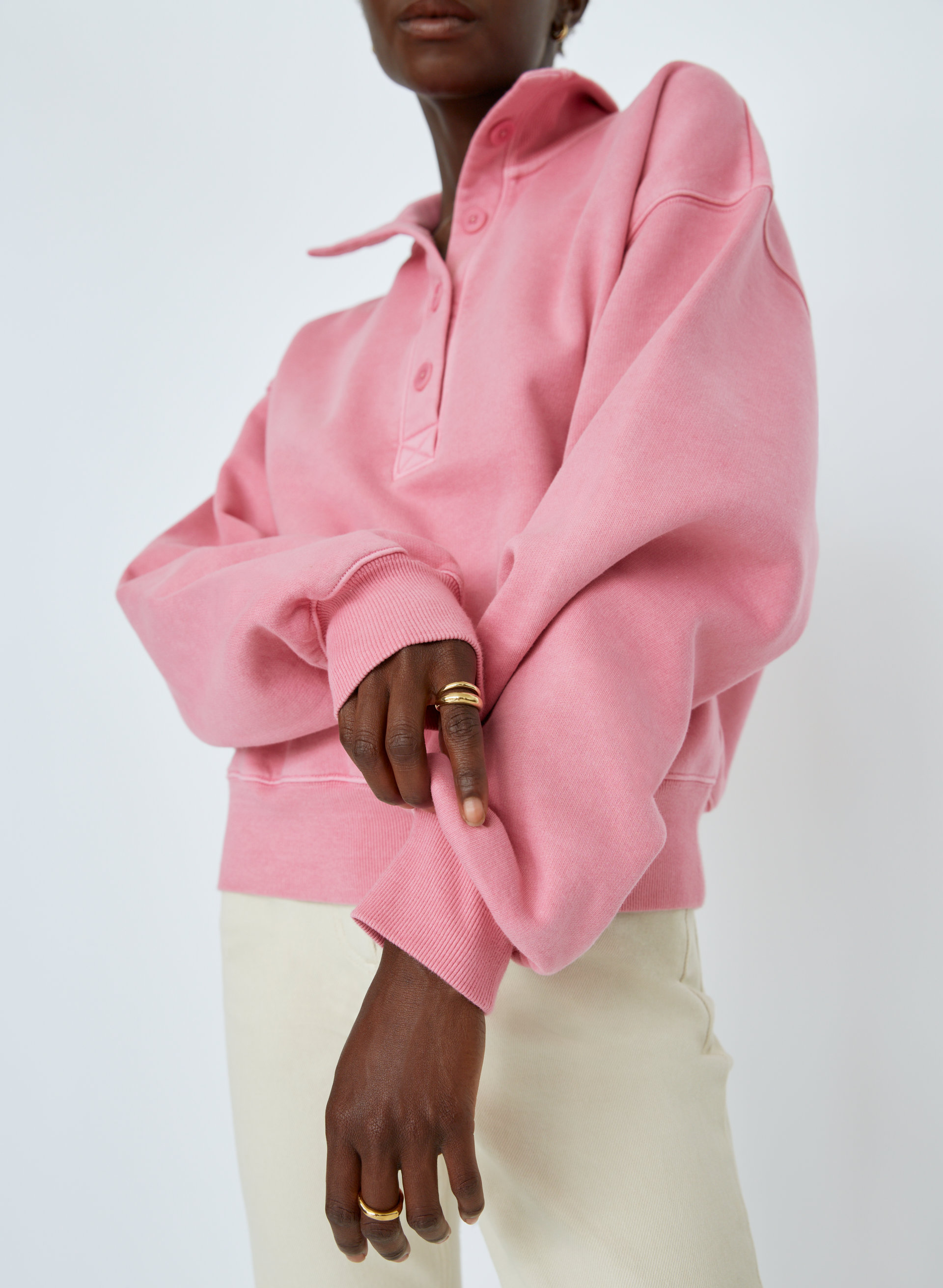 Free Fleece Button Sweatshirt