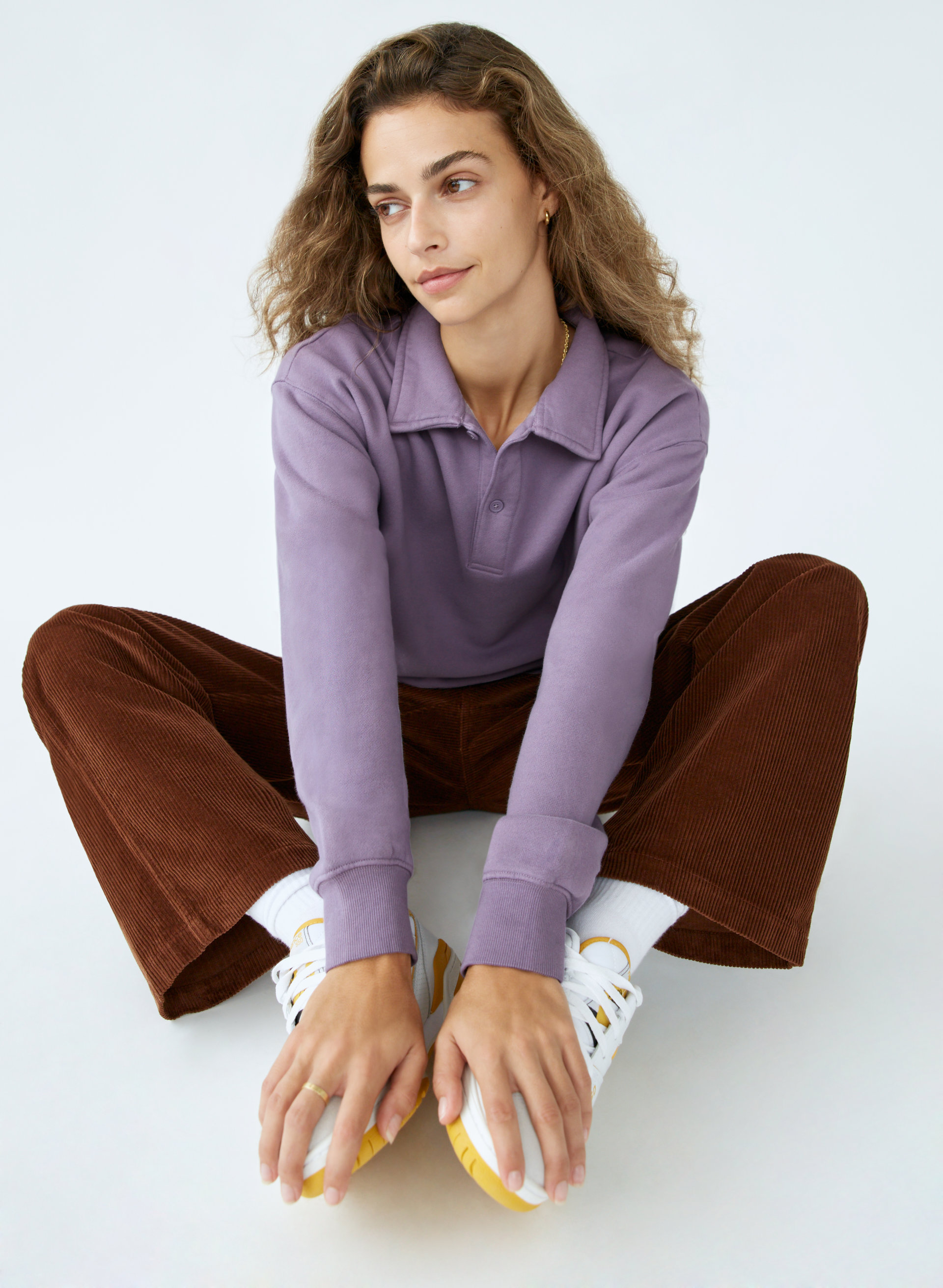 Cozy Fleece Boyfriend Polo Sweatshirt