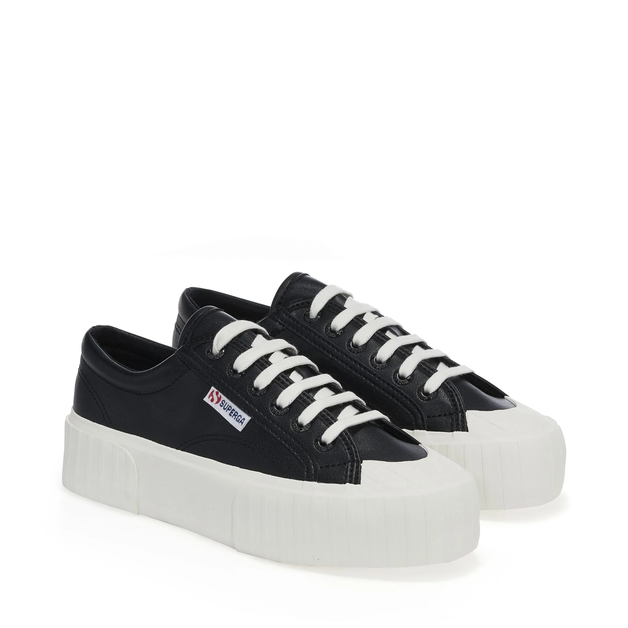 2631 STRIPE PLATFORM VEGAN MATERIAL - Sneakers - Wedge - Woman - BLACK-WHITE AVORIO