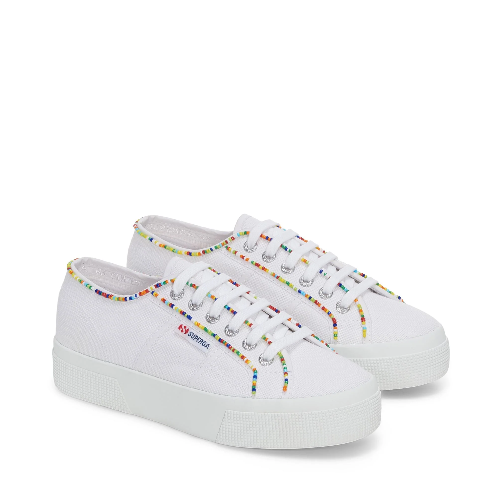 2740 MULTICOLOR BEADS - Lady Shoes - Wedge - Woman - WHITE-MULTICOLOR BEADS
