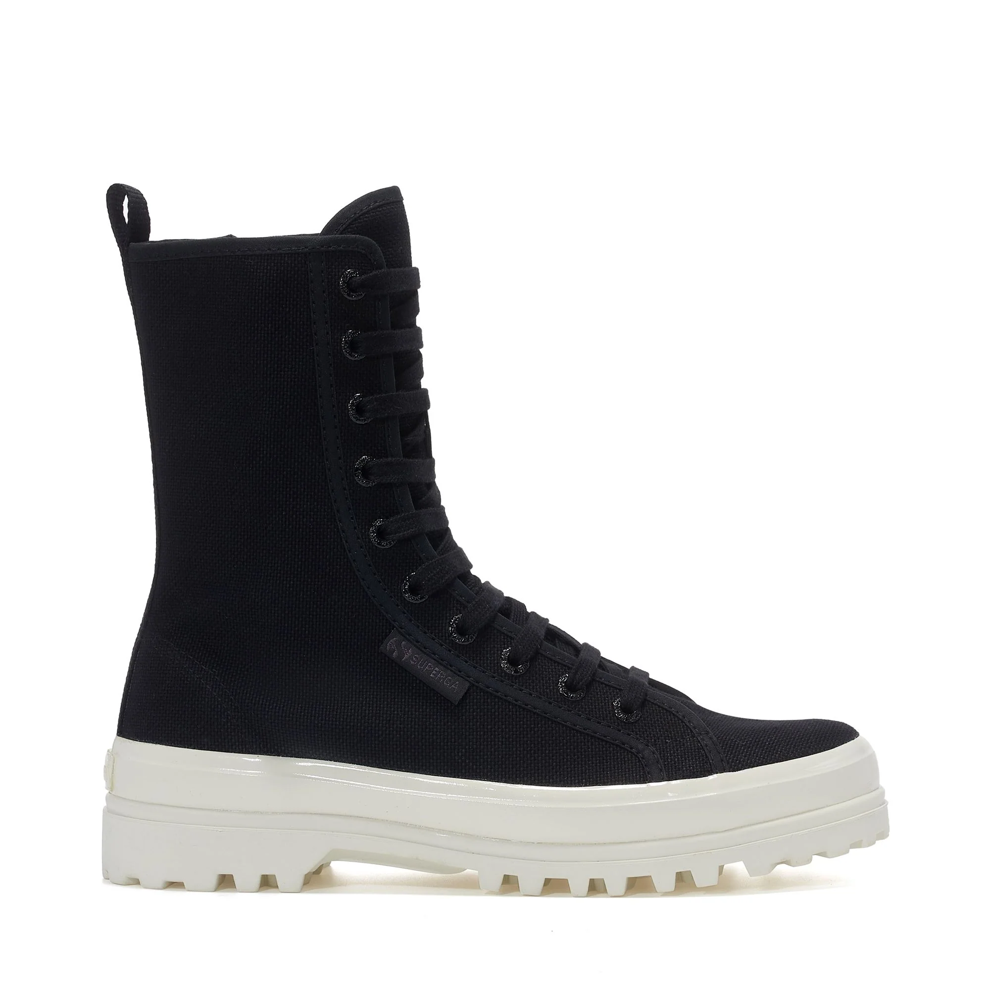 2641 ALPINA HIGH SHINY GUM - Ankle Boots - Laced - Woman - BLACK TOTAL-SHINY AVORIO