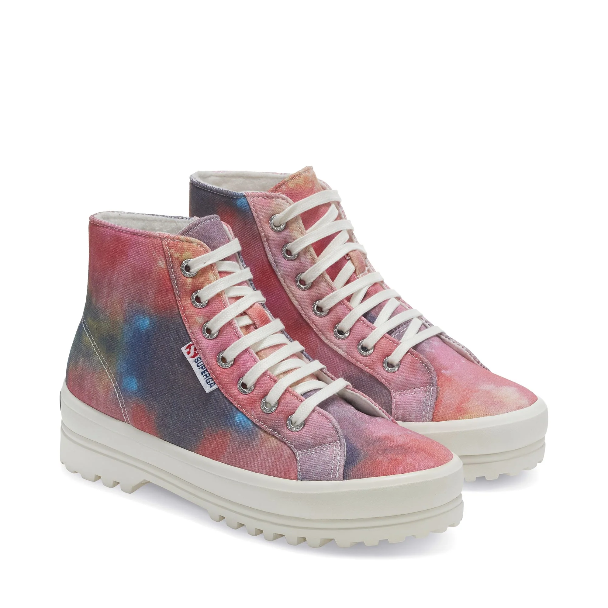 2341 ALPINA TIE DYE COTTON FLEECE - Ankle Boots - Laced - Woman - DEEP PURPLE TIE DYE-F AVORIO