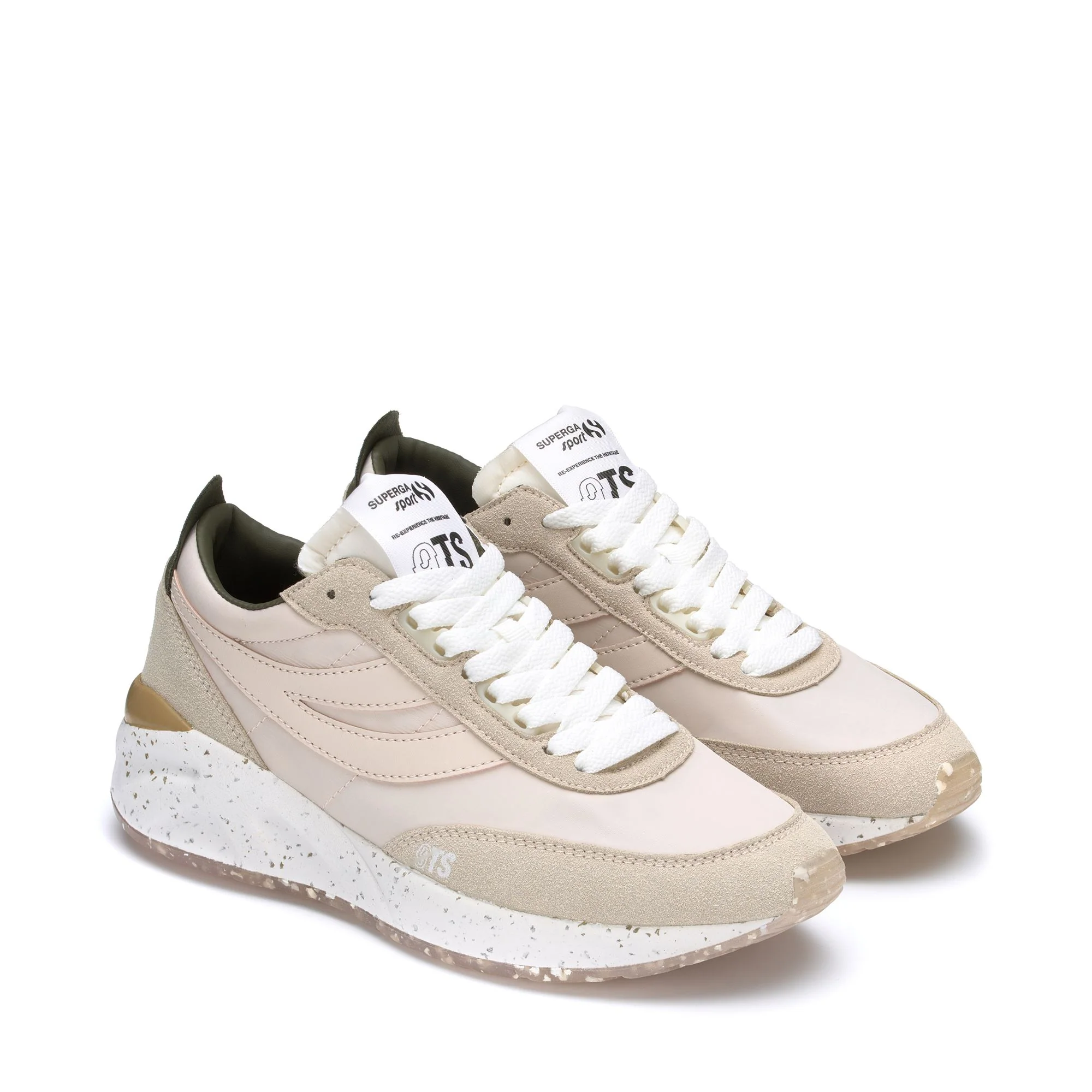 4089 TRAINING 9TS SLIM VEGAN MATERIAL - Sneakers - Low Cut - Unisex - PINK ALMOND-GREEN OLIVE-F AVORIO