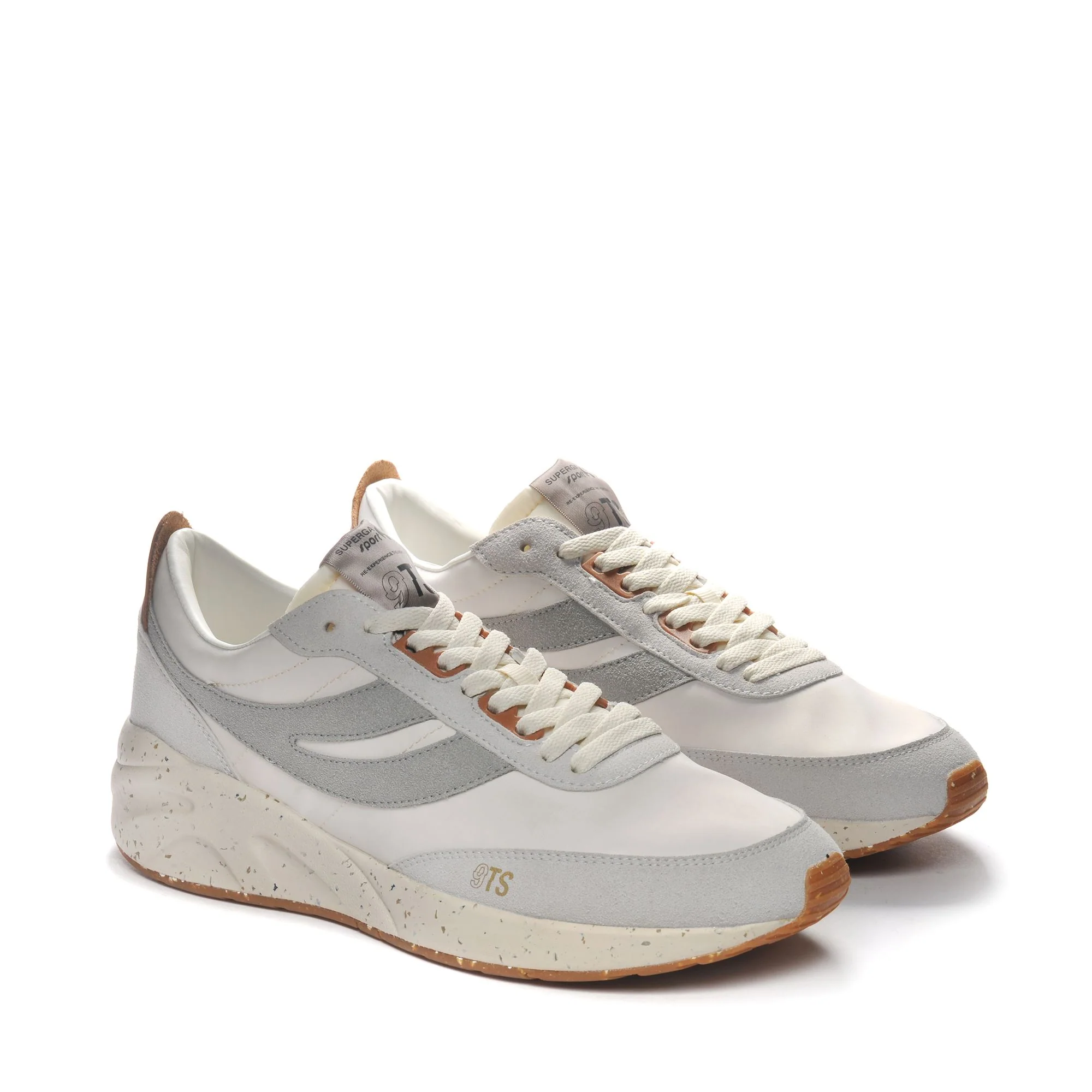 4089 TRAINING SLIM SUEDE NYLON LEATHER - Sneakers - Low Cut - Unisex - WHITE AVORIO-GREY LT-CASHEW