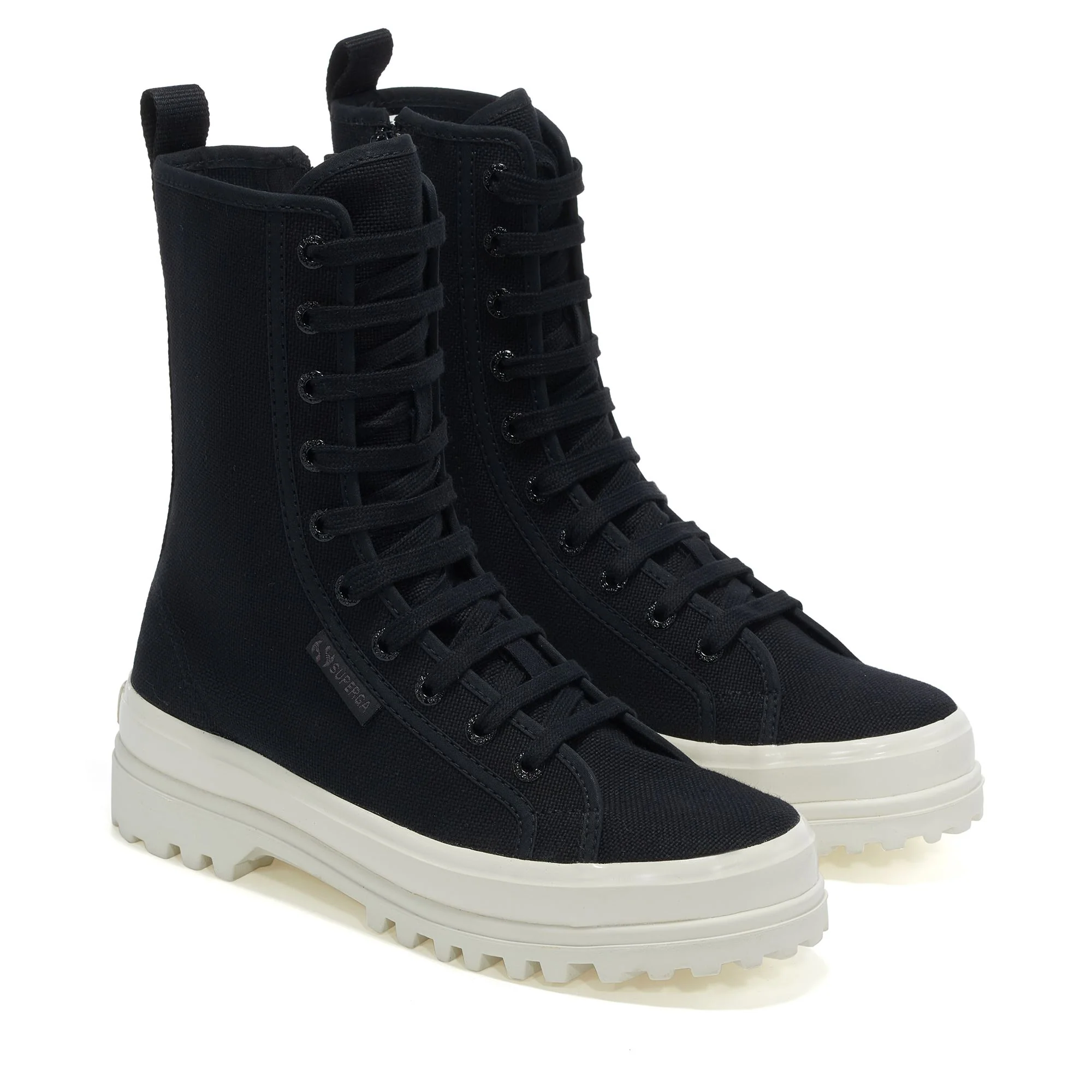 2641 ALPINA HIGH SHINY GUM - Ankle Boots - Laced - Woman - BLACK TOTAL-SHINY AVORIO