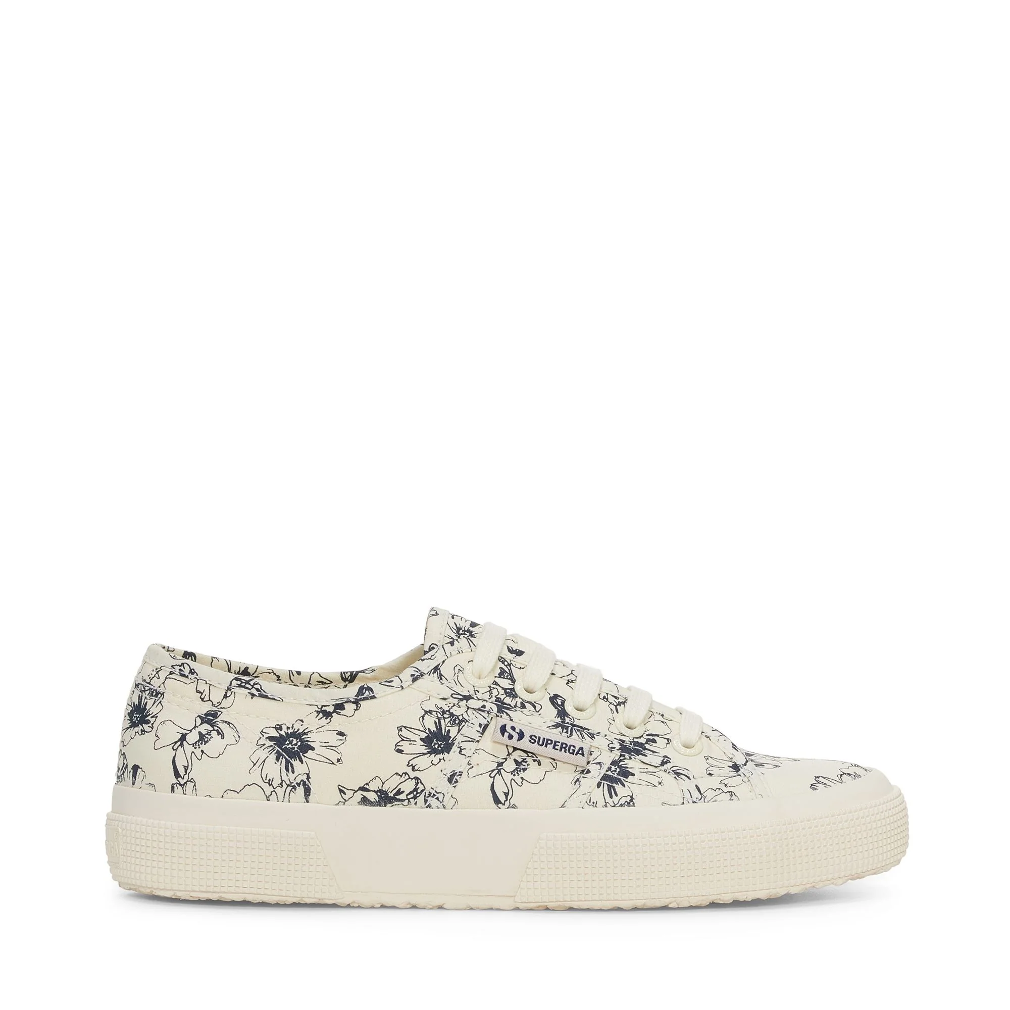 2750 SKETCHED FLOWERS - Le Superga - Low Cut - Woman - BEIGE NATURAL-NAVY FLOWERS