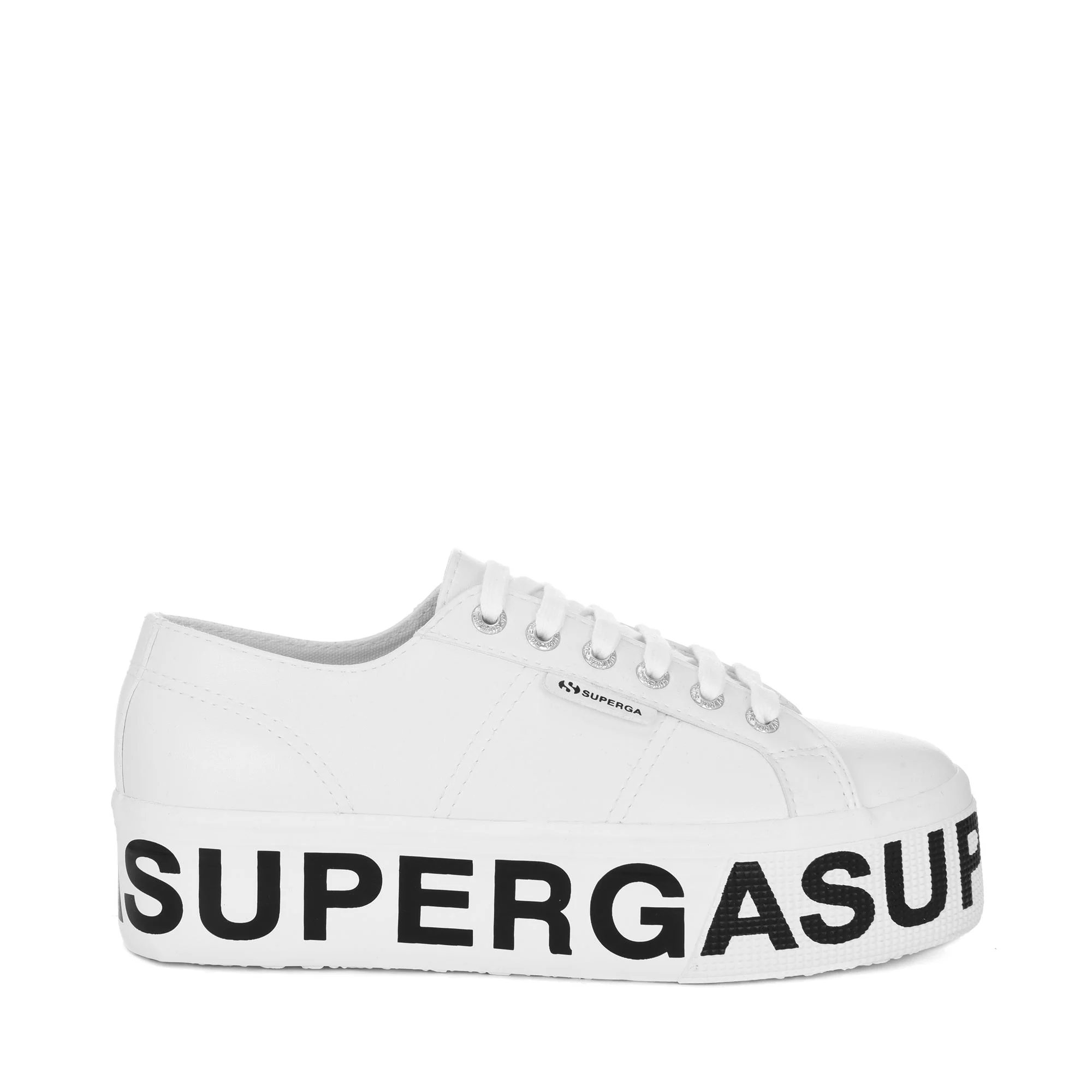 2790 VEGAN MATERIAL PLATFORM LETTERING - Lady Shoes - Wedge - Woman - OPTICAL WHITE-BLACK
