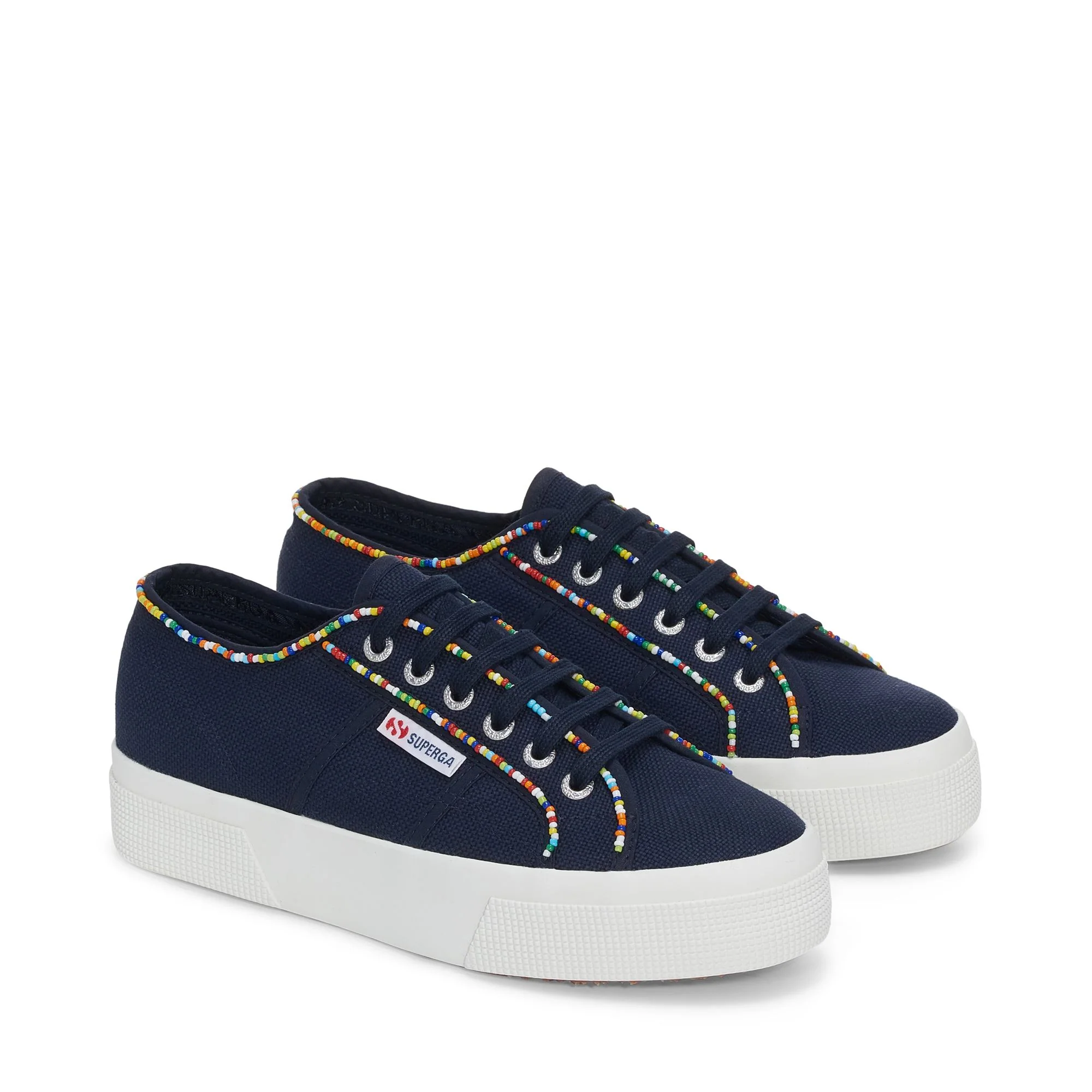 2740 MULTICOLOR BEADS - Lady Shoes - Wedge - Woman - NAVY-MULTICOLOR BEADS