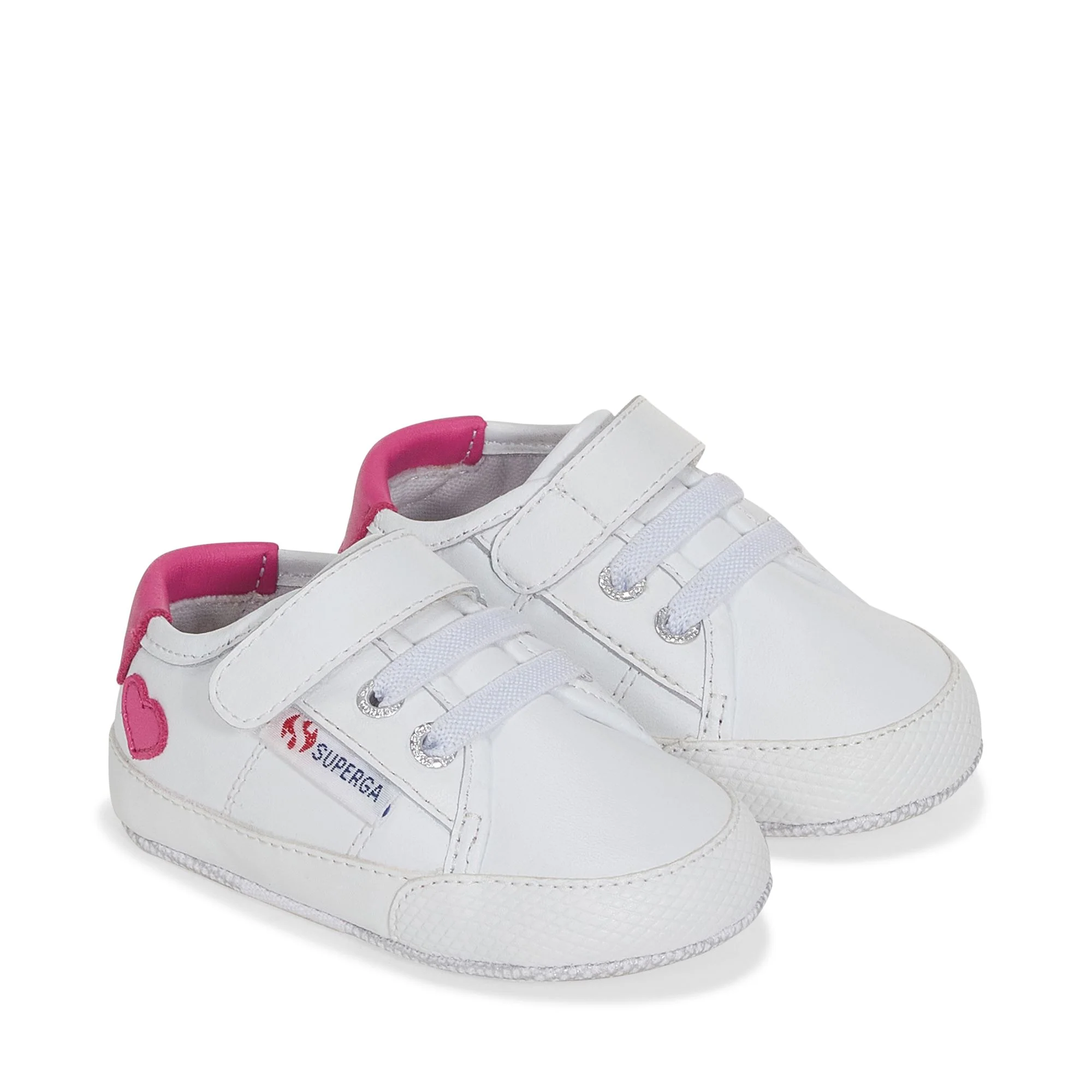 4006 BABY HEART SYNTHETIC MATERIAL - Sneakers - Low Cut - Girl - WHITE-NEON PINK