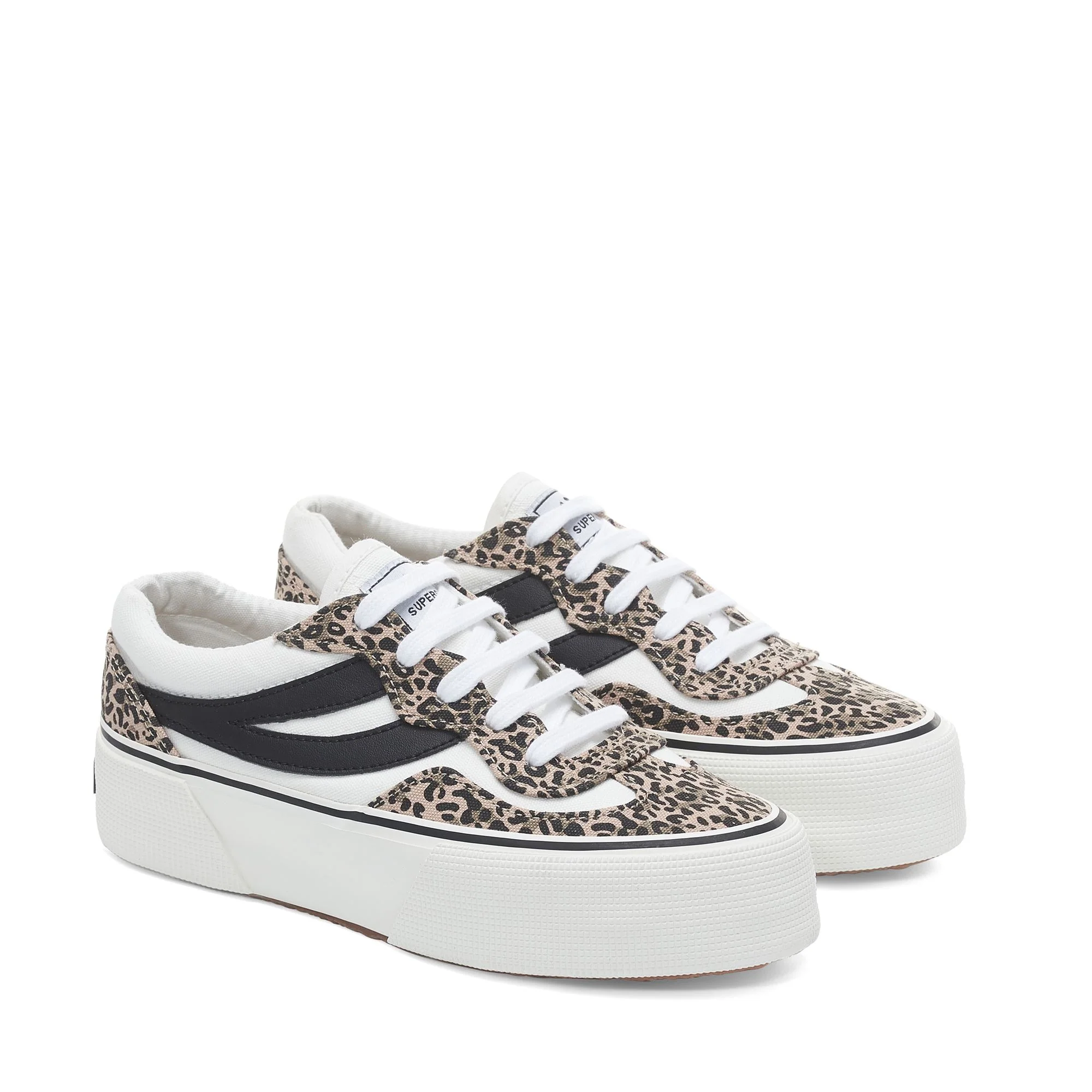 3041 REVOLLEY MICROLEOPARD PLATFORM - Sneakers - Wedge - Woman - WHITE AVORIO-MICRO LEOPARD-BLACK
