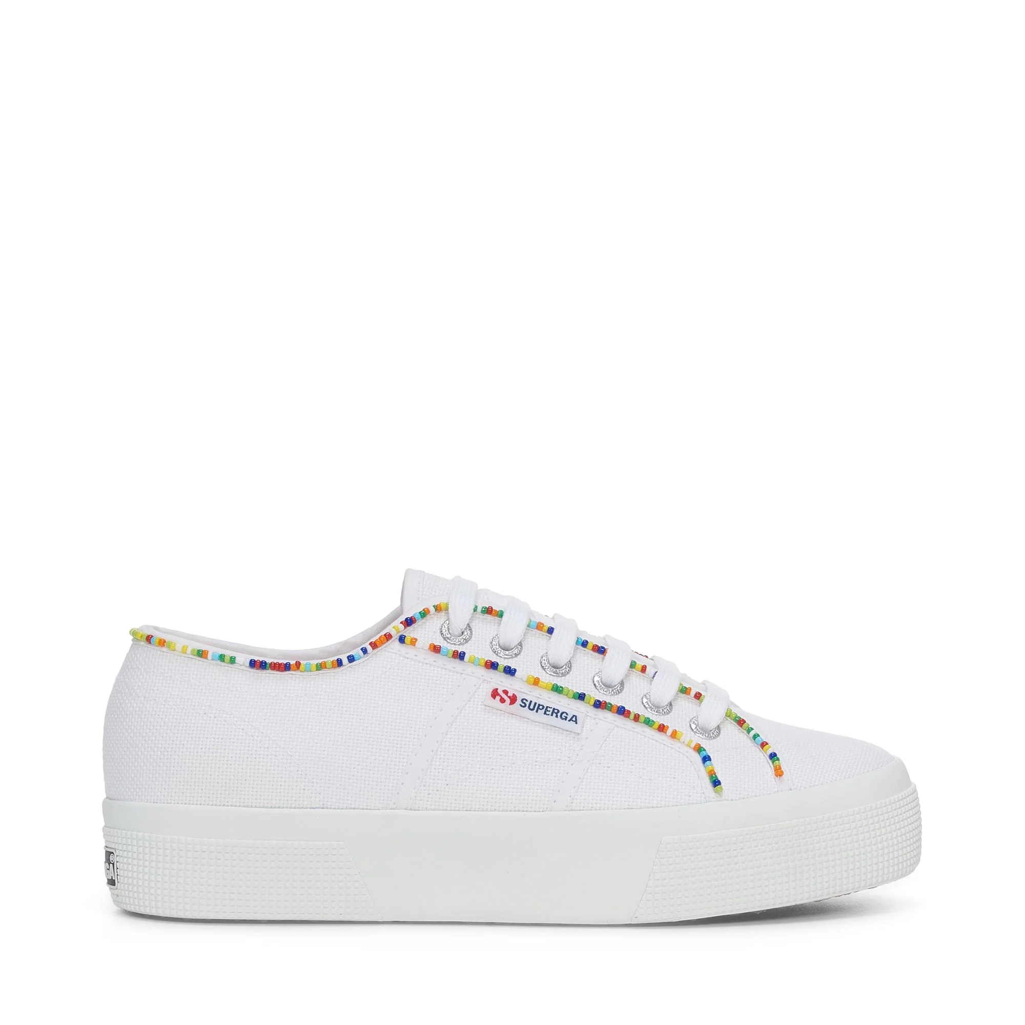 2740 MULTICOLOR BEADS - Lady Shoes - Wedge - Woman - WHITE-MULTICOLOR BEADS
