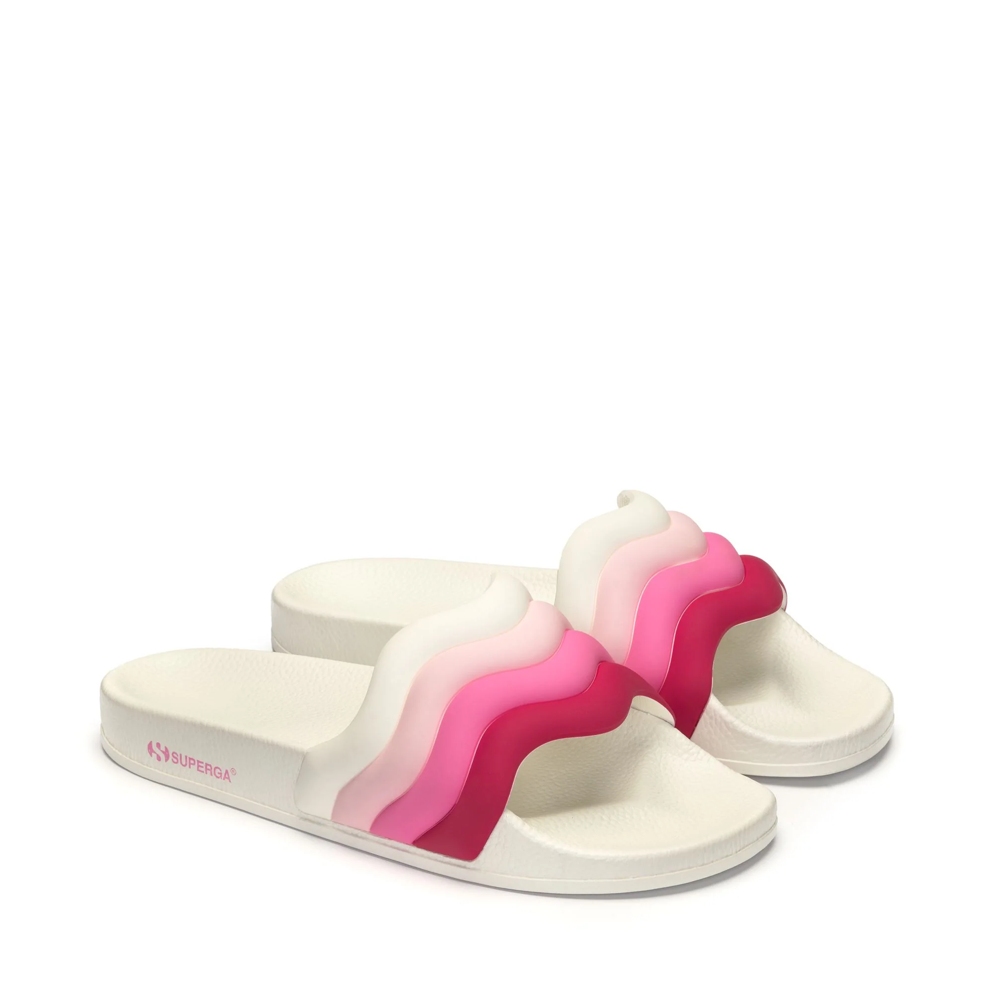 1908 SLIDES CURLY PADDED STRIPES - Slippers - SLIDE - Woman - WHITE-SHADED PINK