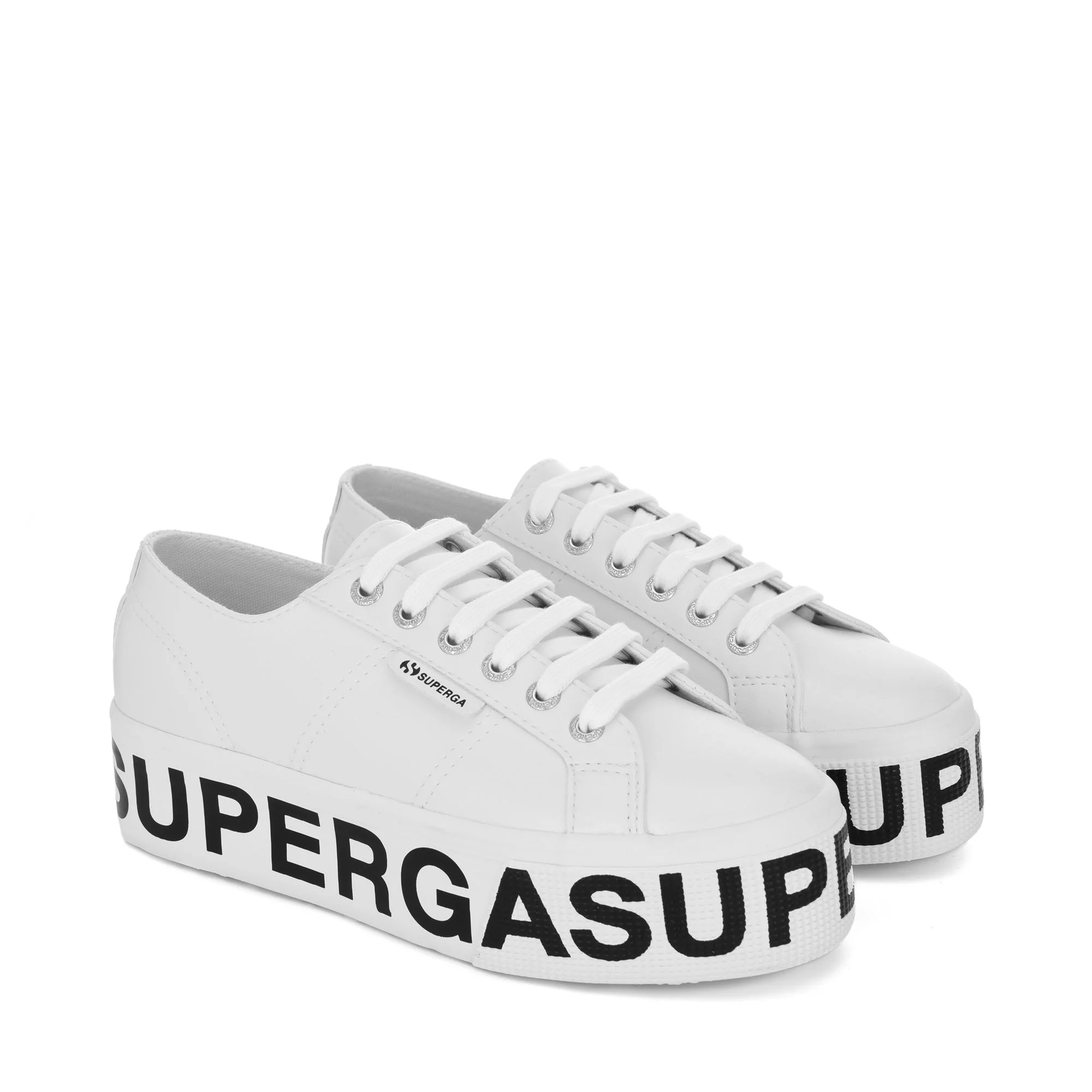 2790 VEGAN MATERIAL PLATFORM LETTERING - Lady Shoes - Wedge - Woman - OPTICAL WHITE-BLACK