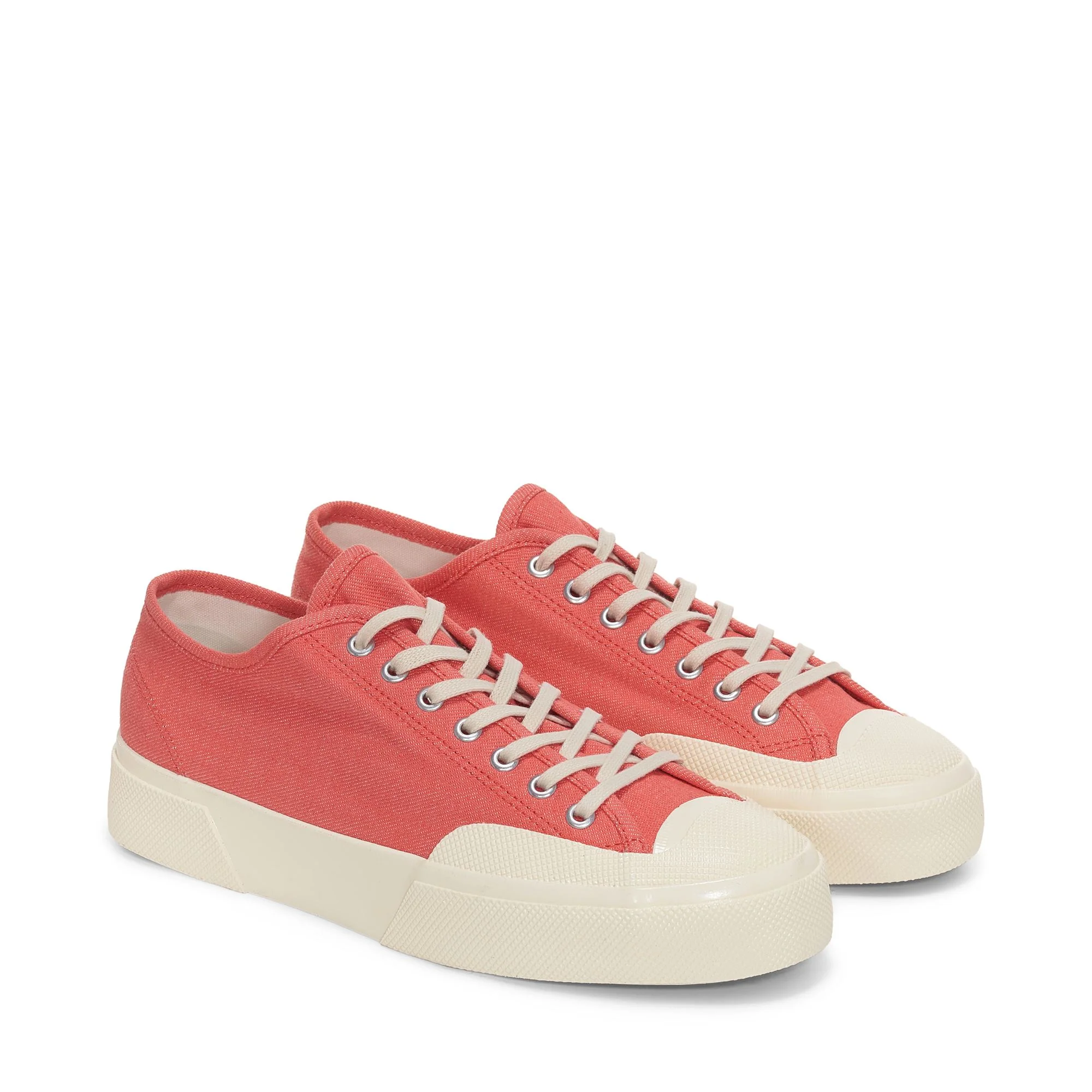 2432 WORKS LOW CUT DENIM YARN DYED - Le Superga - Low Cut - Unisex - RED-OFF WHITE