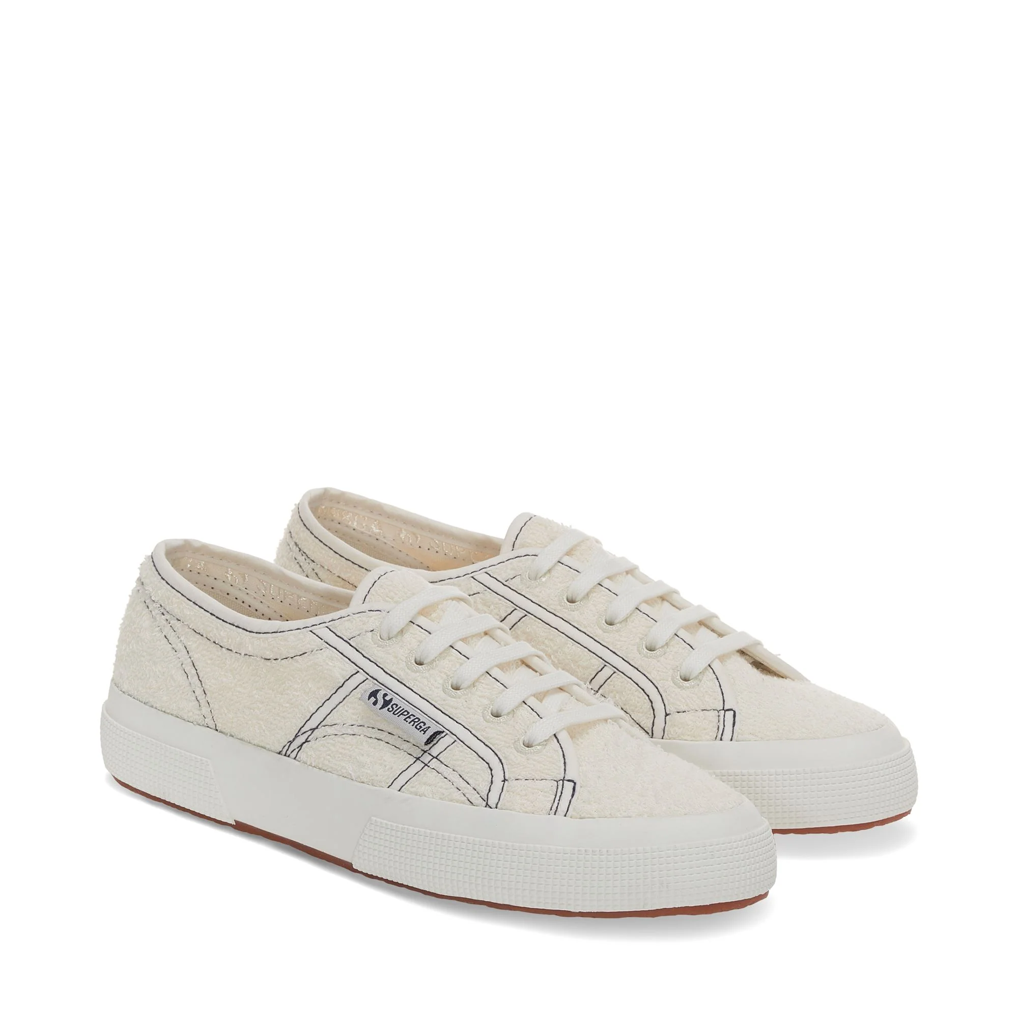 2750 COTTON TERRY - Le Superga - Low Cut - Unisex - WHITE AVORIO-NAVY-F AVORIO