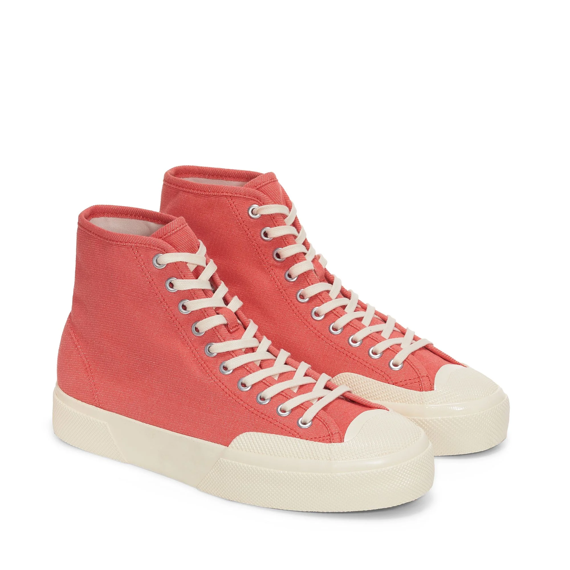 2433 WORKS HIGH CUT DENIM YARN DYED - Le Superga - Mid Cut - Unisex - RED-OFF WHITE