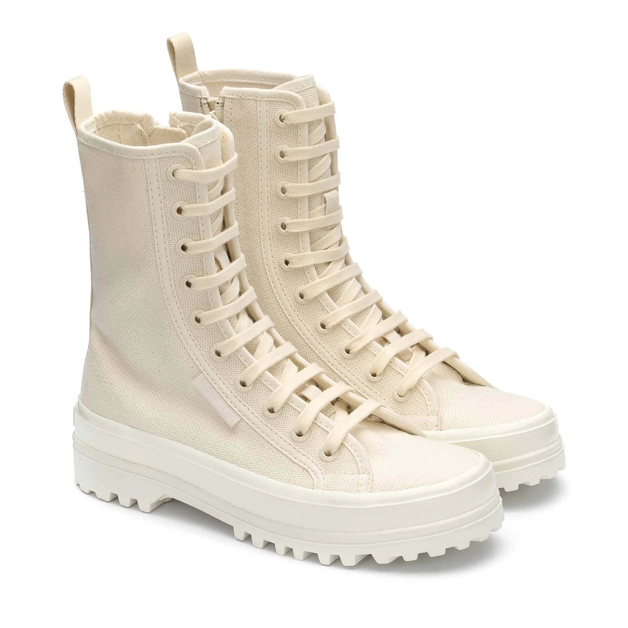 2641 ALPINA HIGH SHINY GUM - Ankle Boots - Laced - Woman - BEIGE RAW TOTAL-SHINY AVORIO