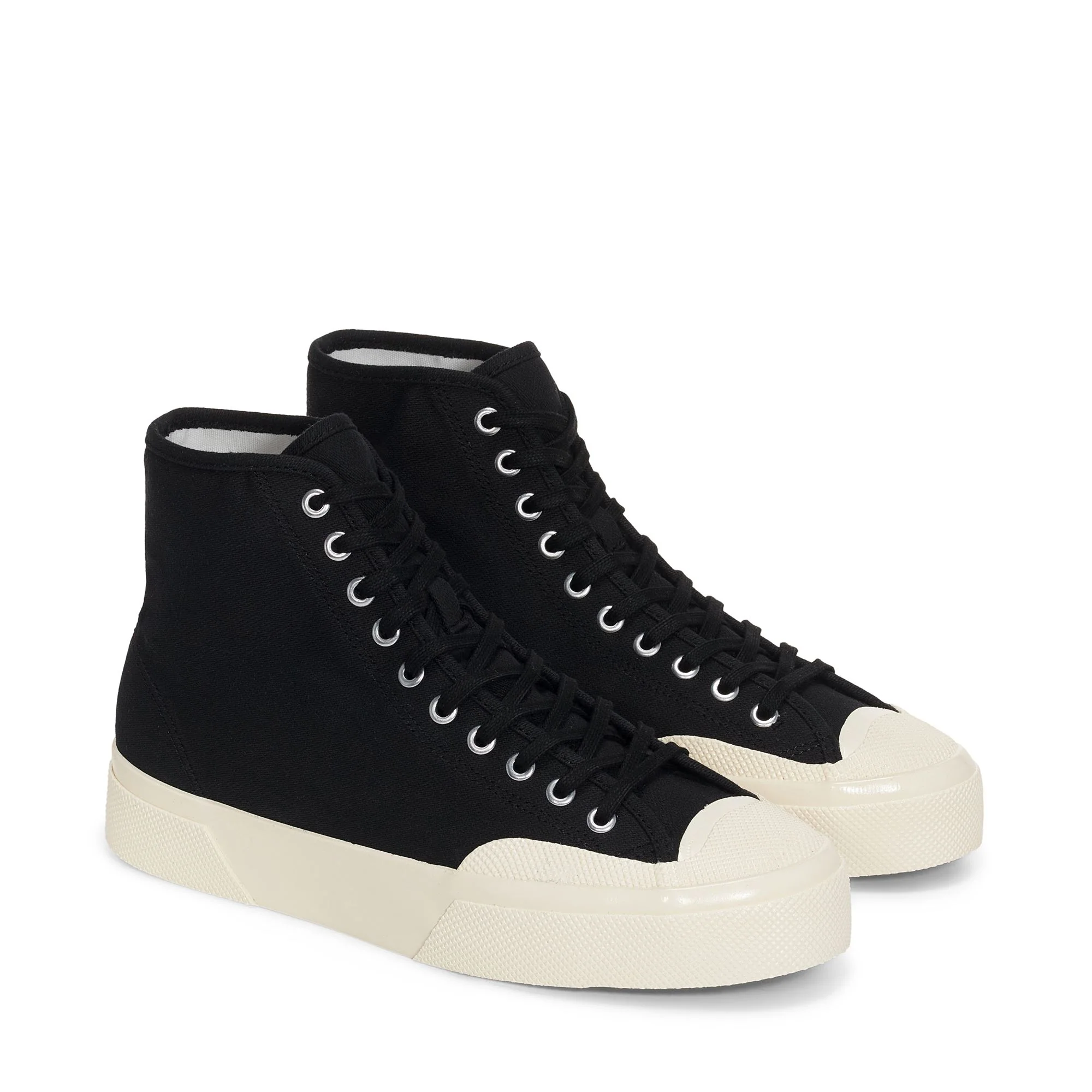 2433 WORKS HIGH CUT BROKENTWILL - Le Superga - Mid Cut - Unisex - BLACK-OFF WHITE