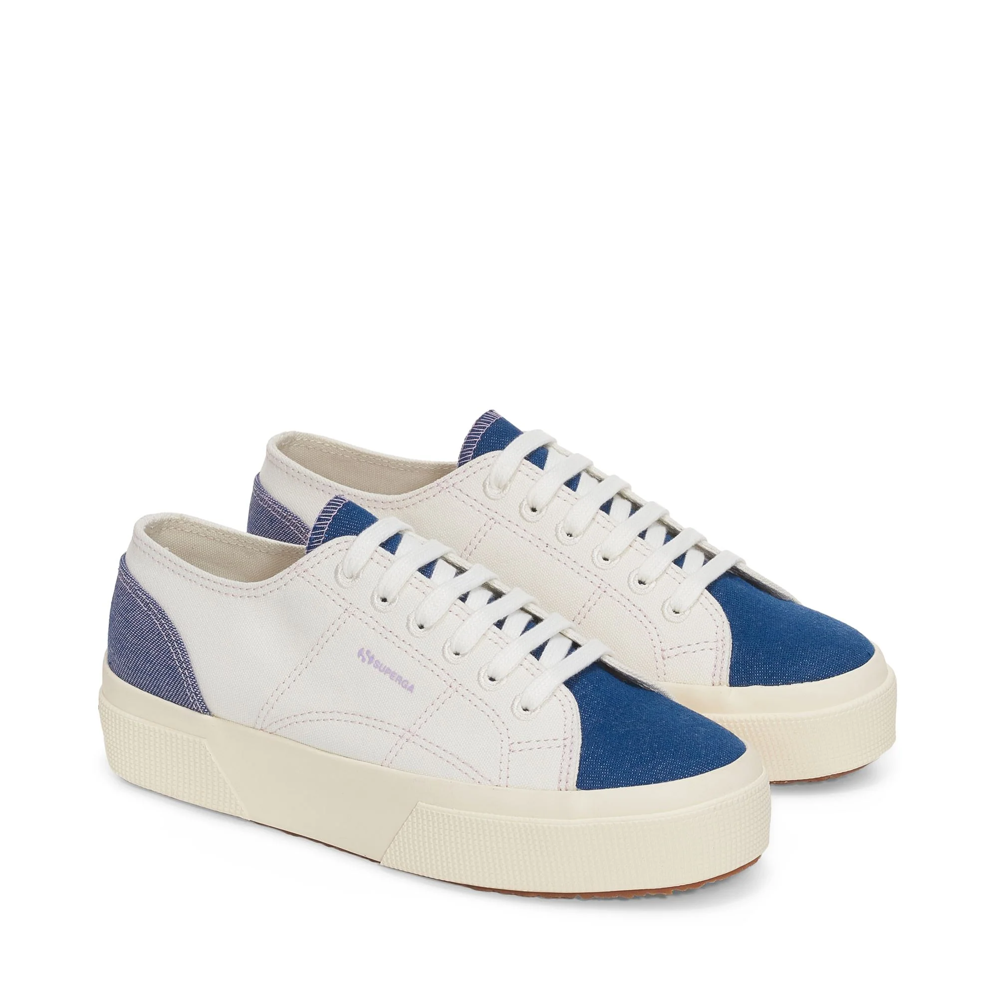 2740 PLATFORM REVERSE DENIM - Lady Shoes - Wedge - Woman - AVORIO-BLUE-VIOLET
