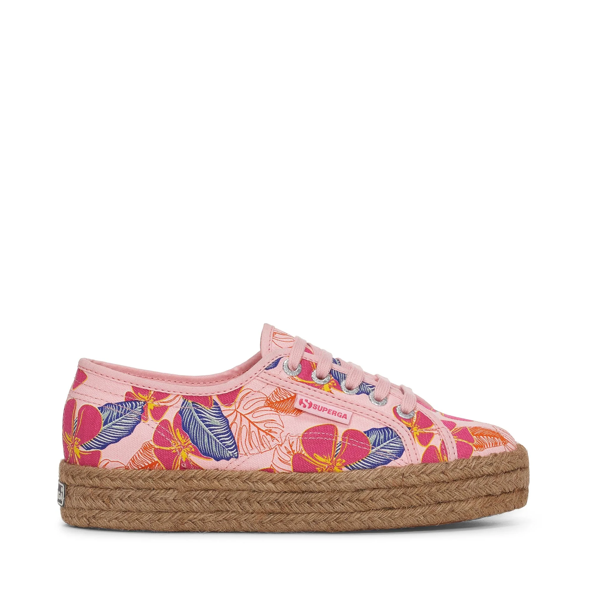 2730 ROPE HIBISCUS FLOWER PRINT - Lady Shoes - Wedge - Woman - PINK-FUCHSIA HIBISCUS