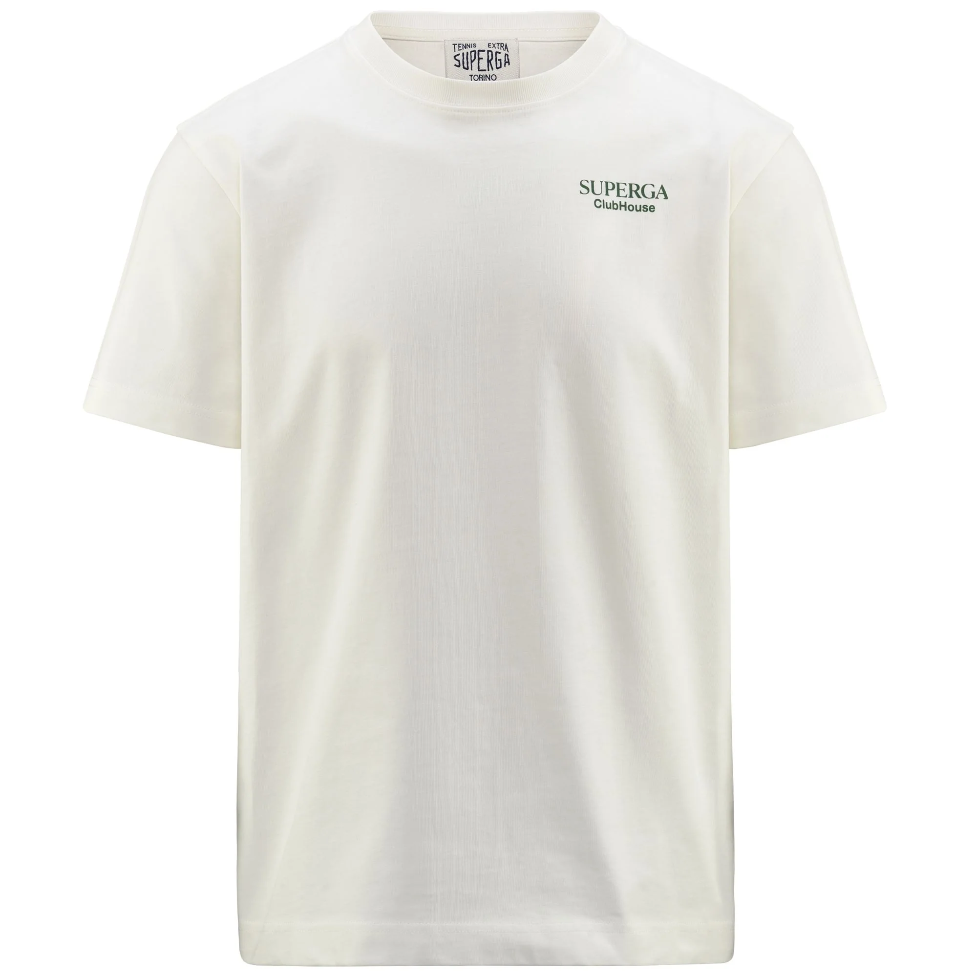 T-SHIRT SUPERGA CLUBHOUSE - T-ShirtsTop - T-Shirt - Unisex - WHITE AVORIO-GREEN