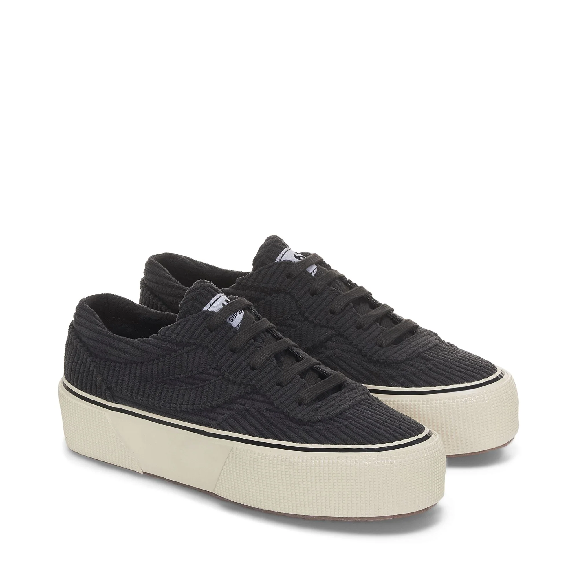 3041 REVOLLEY PLATFORM CORDUROY - Sneakers - Wedge - Woman - BLACK BRISTOL-FOFF WHITE