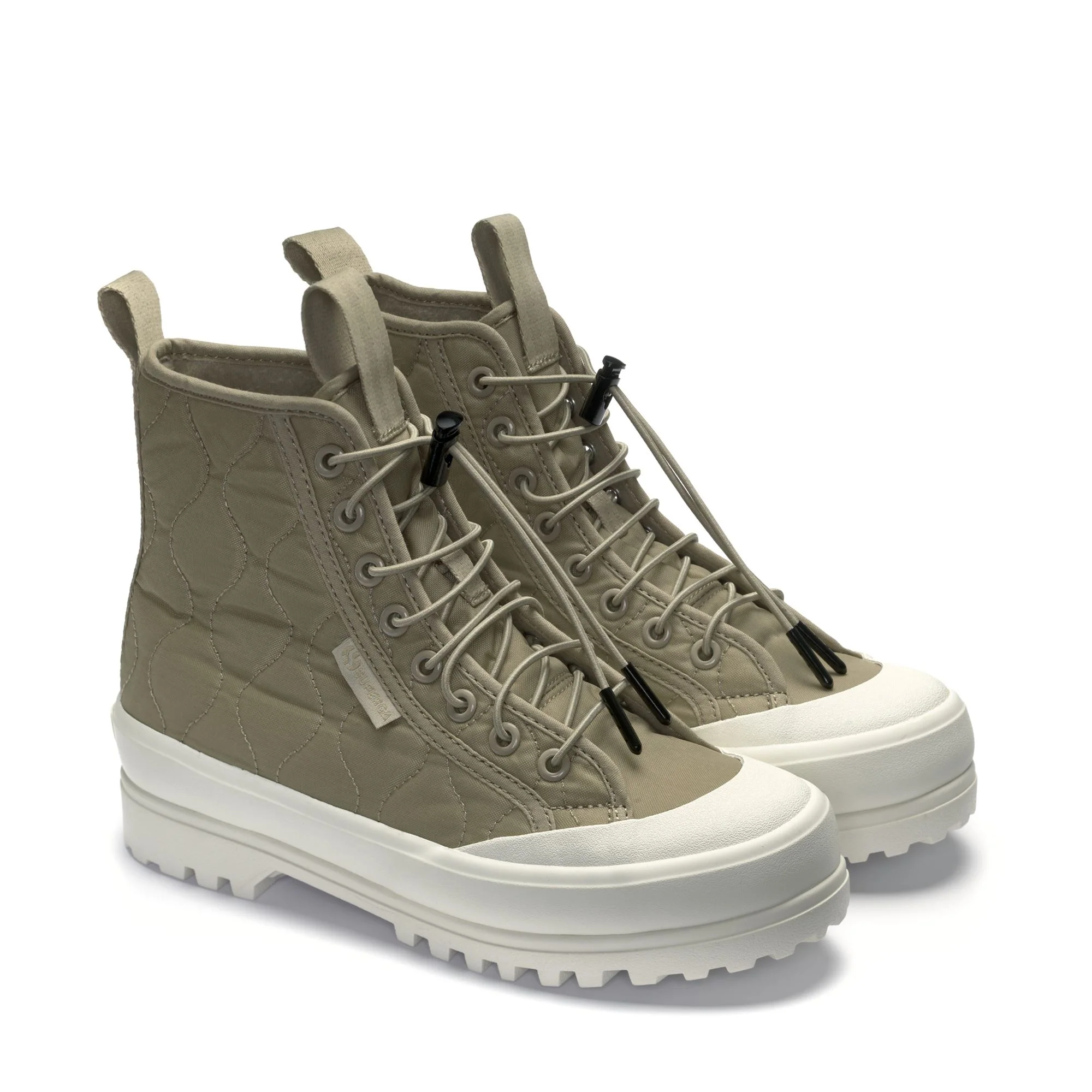 2644 ALPINA QUILTED NYLON - Ankle Boots - Laced - Woman - GREY FOSSIL-F AVORIO