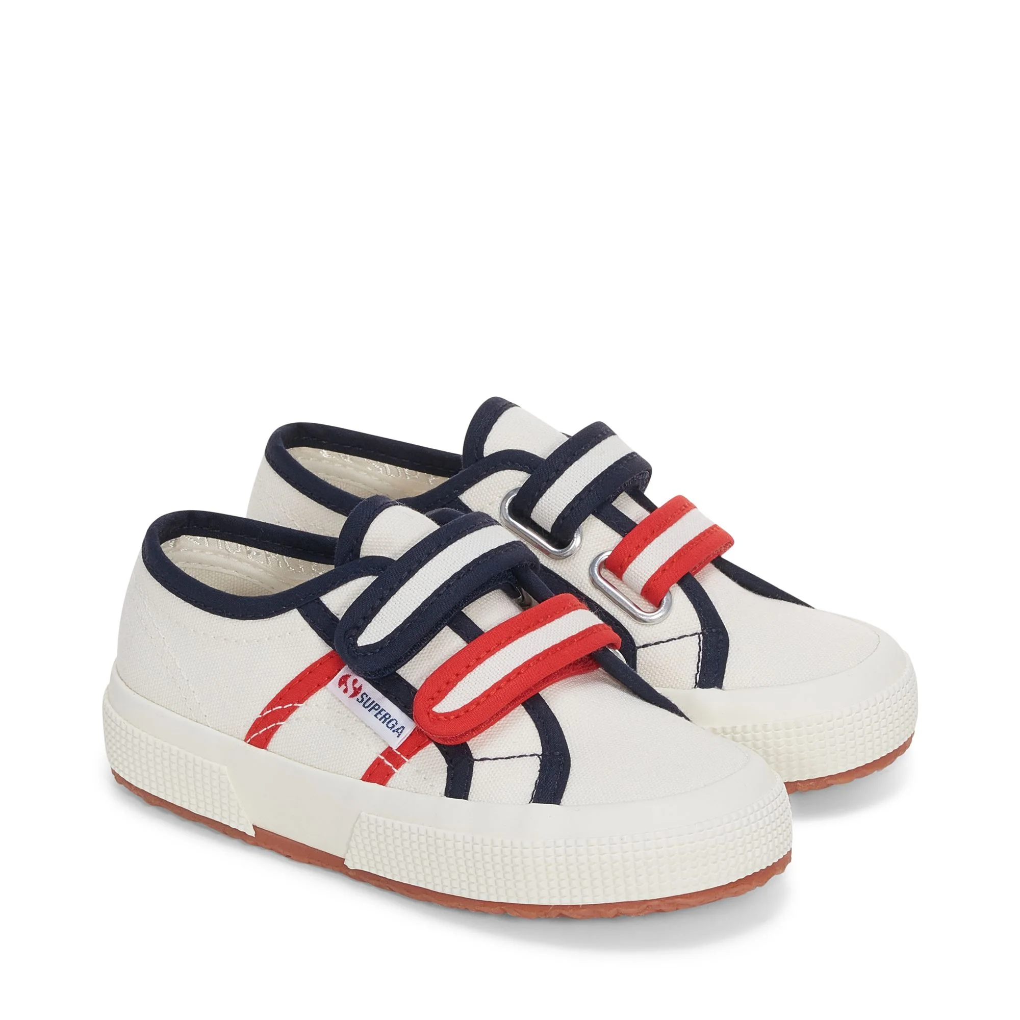 2750 KIDS STRAPS COLORBLOCKING - Le Superga - Low Cut - Kid unisex - WHITE AVORIO-BLUE NAVY-RED