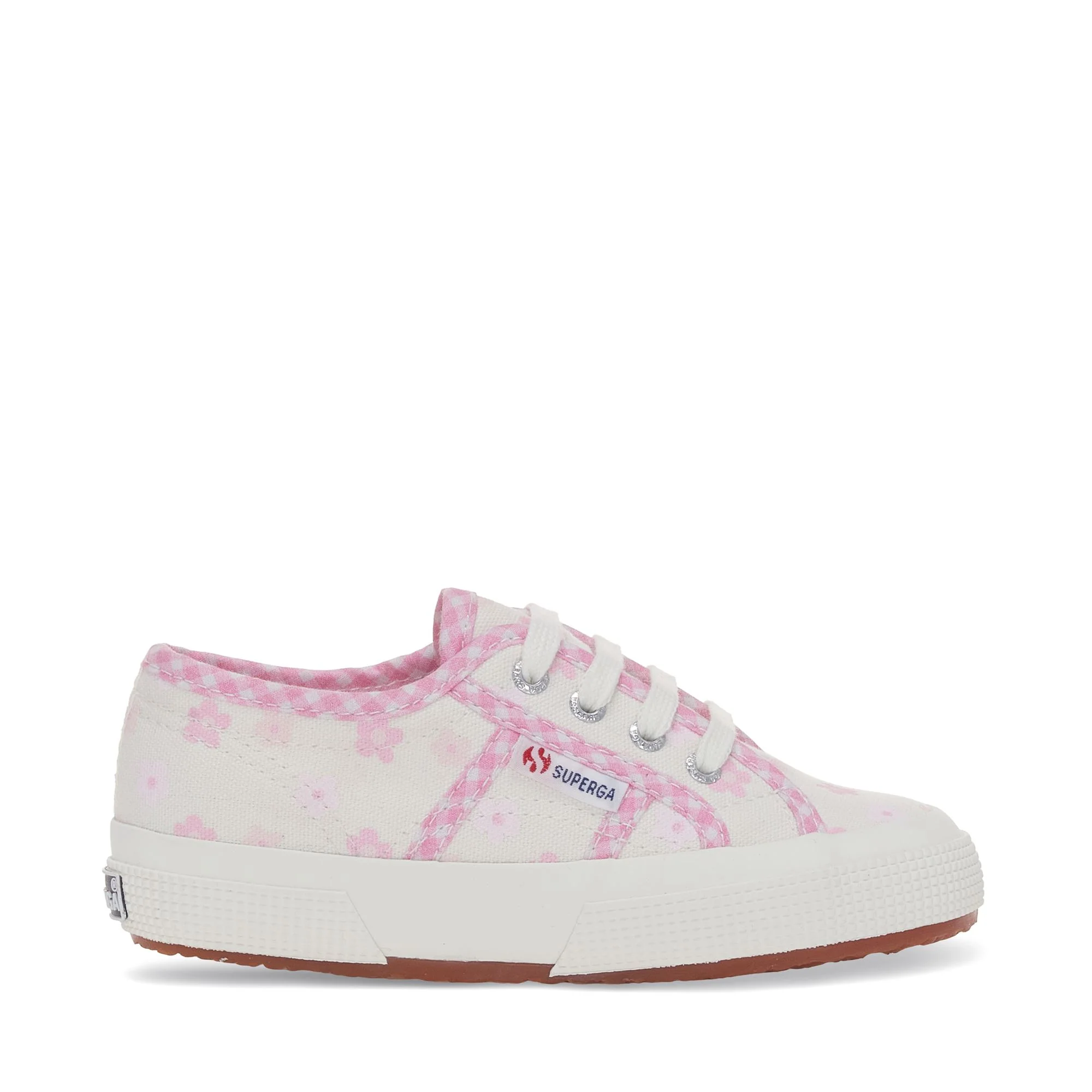 2750 KIDS PRINT FLOWERS GINGHAM - Le Superga - Sneaker - Girl - WHITE AVORIO-PINK