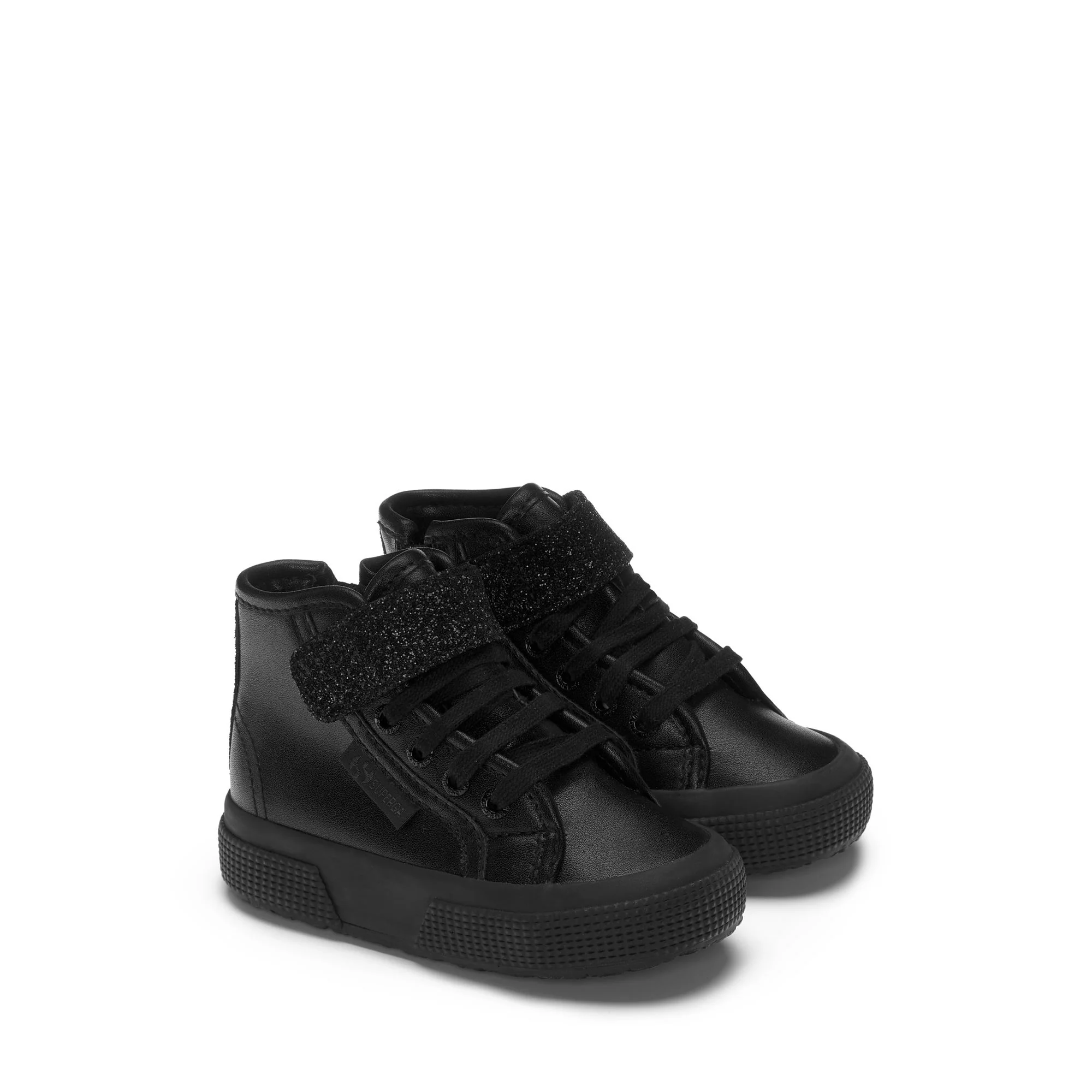 2709 KIDS SYNTHETIC MATERIAL GLITTER - Le Superga - Mid Cut - Girl - TOTAL BLACK