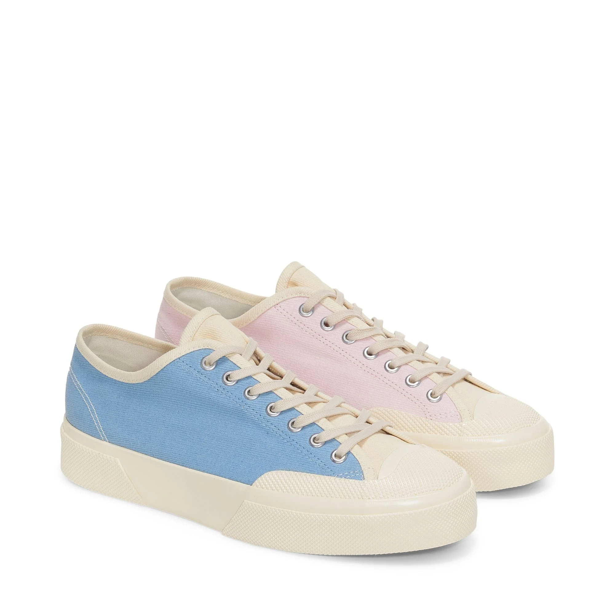 2432 WORKS LOW CUT MULTI-COLOR DENIM YARN DYED - Le Superga - Low Cut - Unisex - BLUE-PINK-OFF WHITE