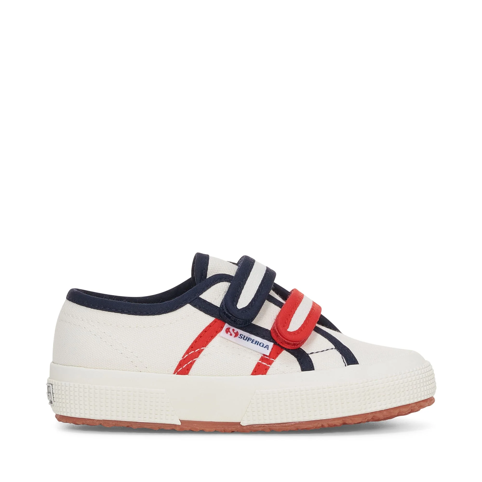 2750 KIDS STRAPS COLORBLOCKING - Le Superga - Low Cut - Kid unisex - WHITE AVORIO-BLUE NAVY-RED
