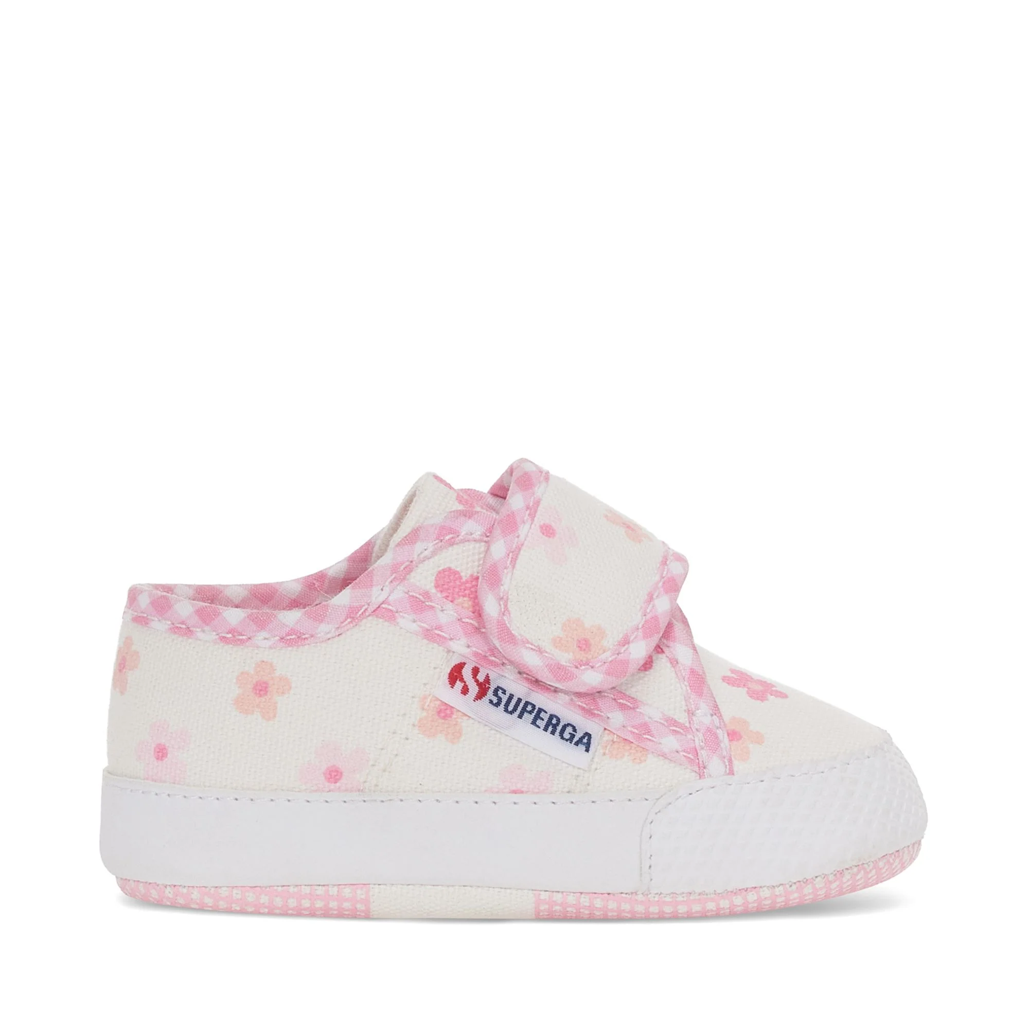 4006 BABY STRAP PRINT FLOWERS GINGHAM - Sneakers - Low Cut - Girl - WHITE AVORIO-PINK
