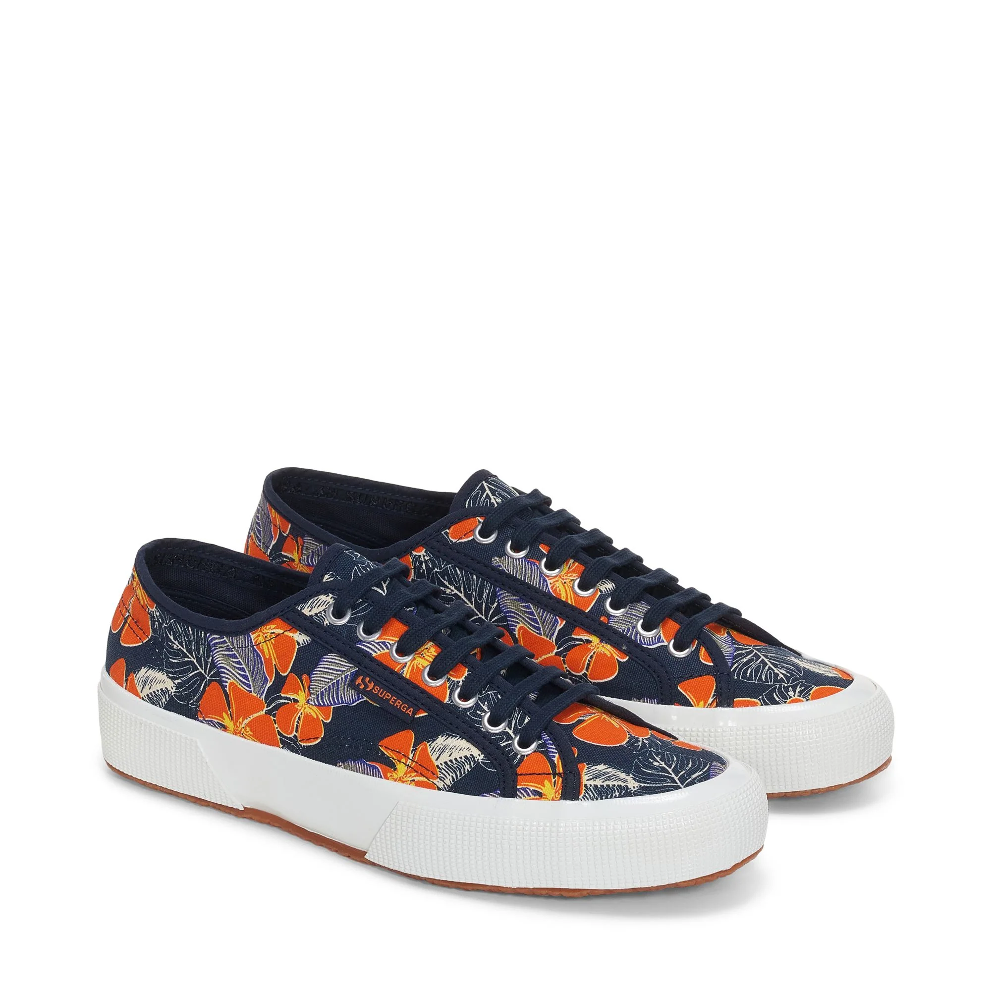 2750 OG HIBISCUS FLOWER PRINT - Le Superga - Low Cut - Unisex - BLUE NAVY-ORANGE HIBISCUS