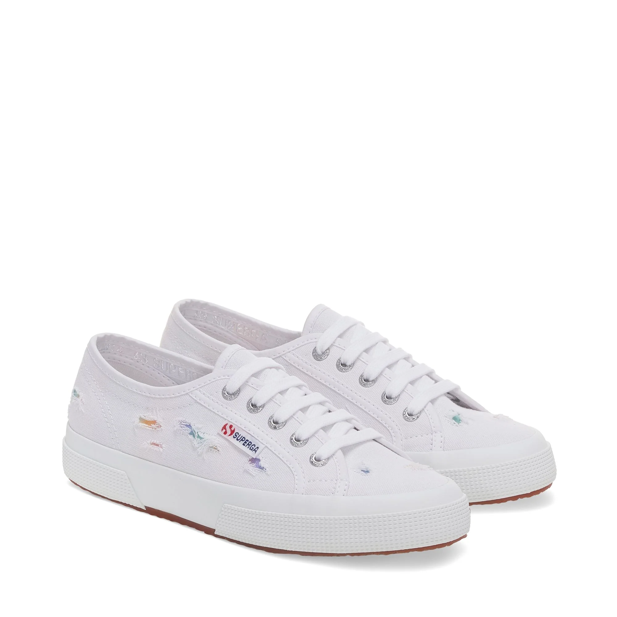 2750 RIPPED MULTICOLOR COTTON - Le Superga - Low Cut - Woman - WHITE-MULTICOLOR SHADED PRINT
