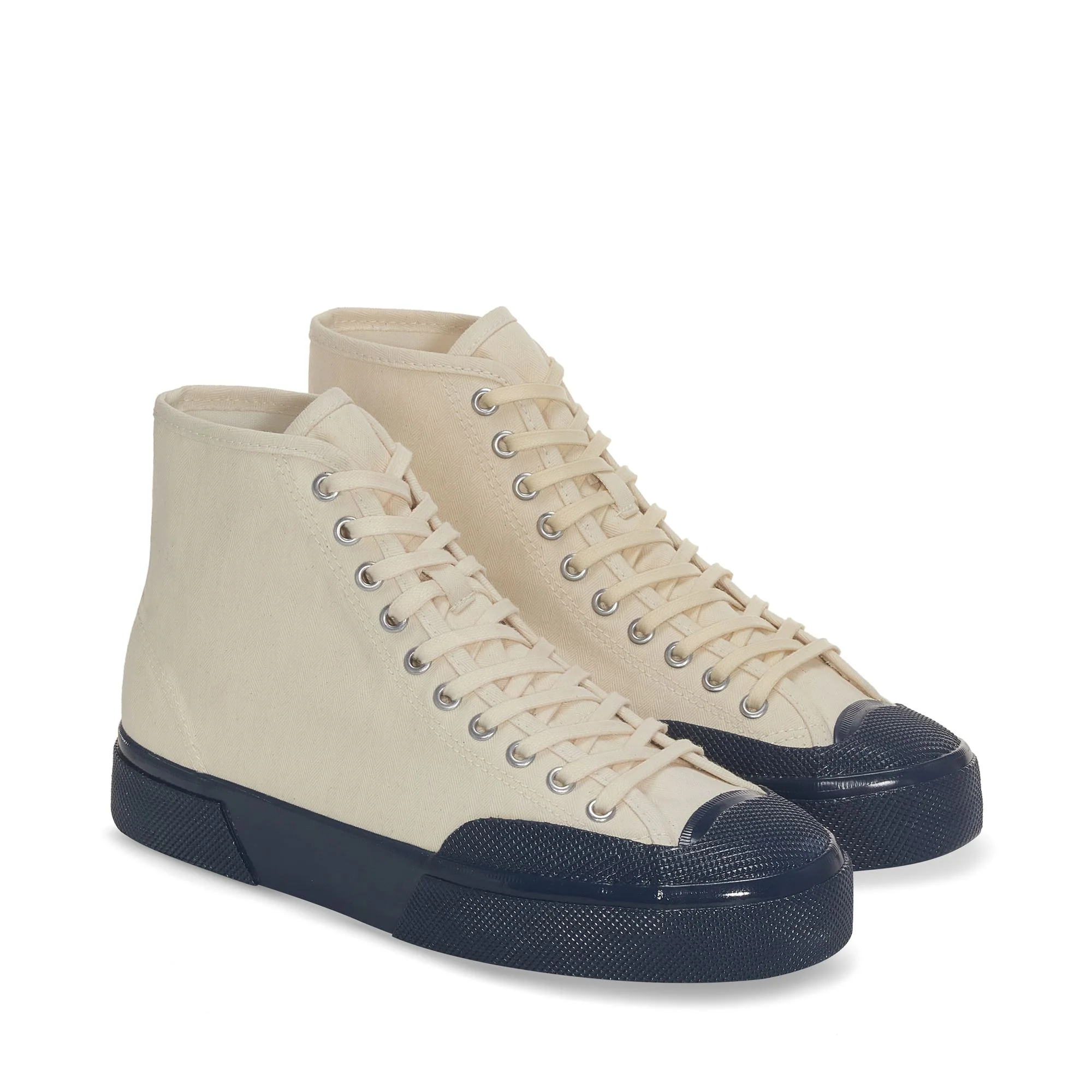 2433 TWISTED HERRINGBONE - Sneakers - High Cut - Man - OFF WHITE-BLUE PETROL