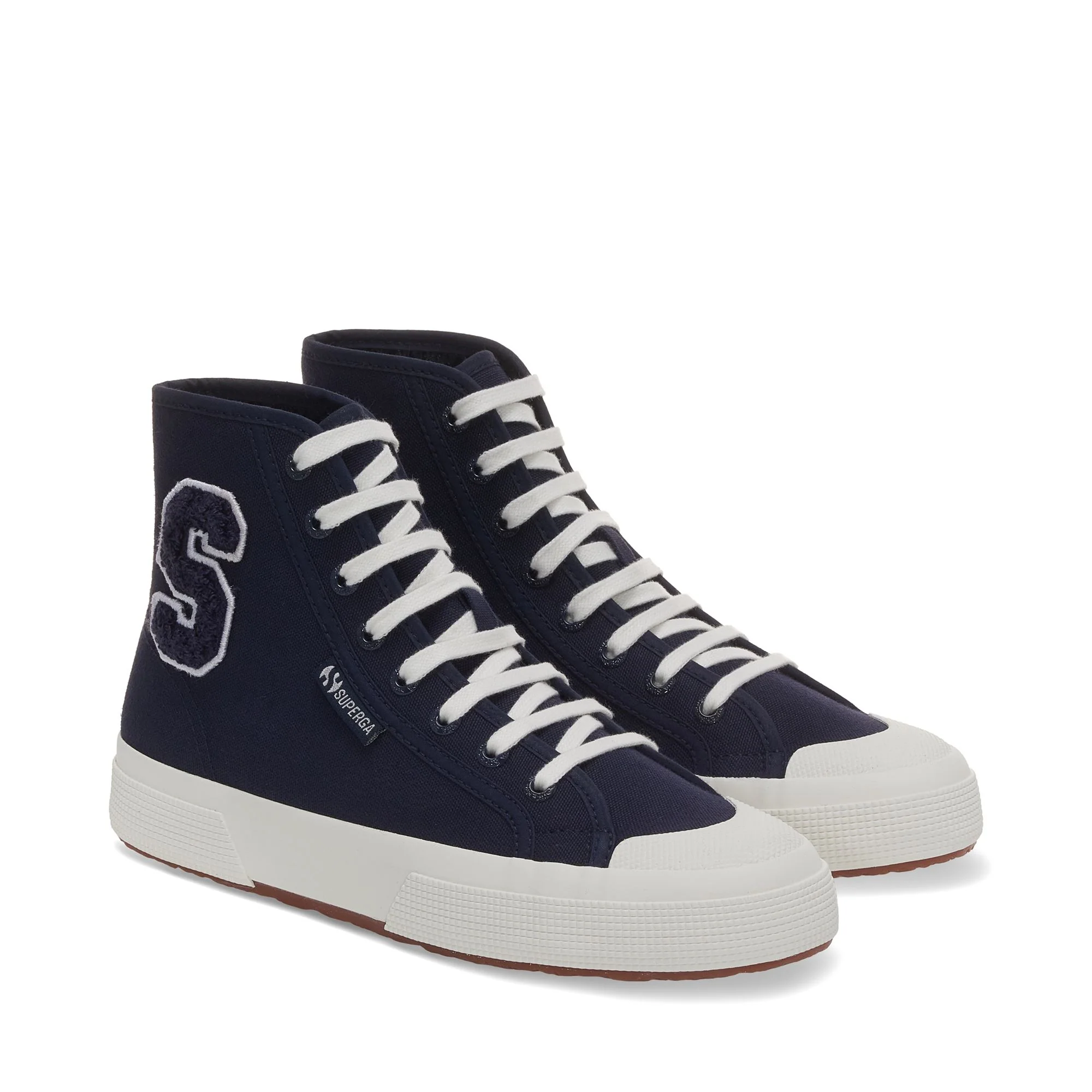 2295 COTTON TERRY PATCH - Le Superga - Mid Cut - Unisex - NAVY-WHITE AVORIO-F AVORIO
