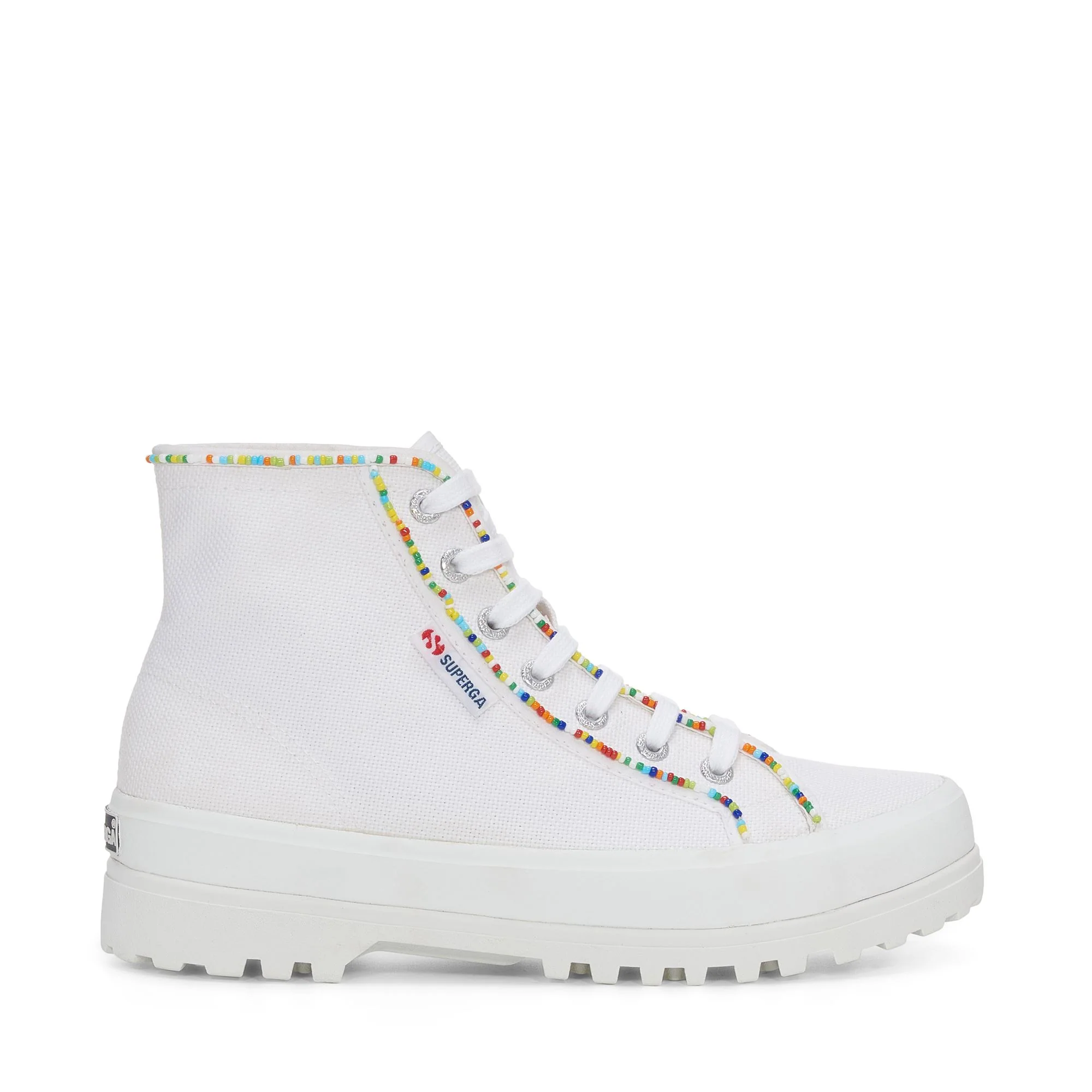 2341 ALPINA MULTICOLOR BEADS - Ankle Boots - Laced - Woman - WHITE-MULTICOLOR BEADS