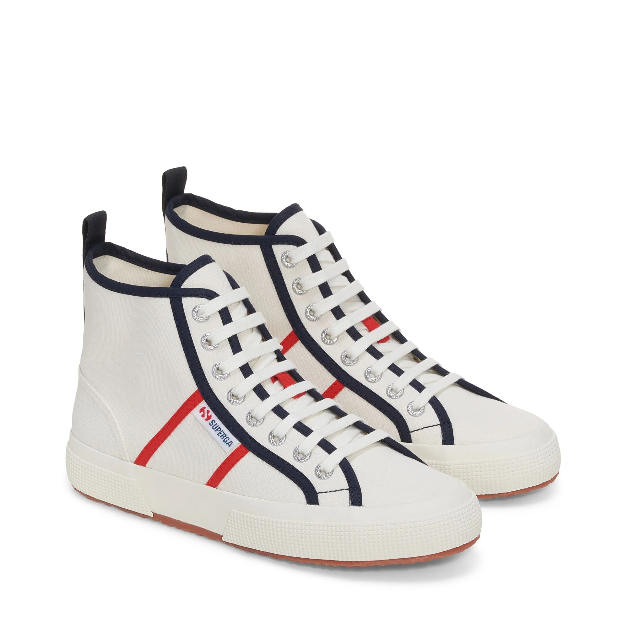 2750 MID COLORBLOCKING - Le Superga - Mid Cut - Unisex - WHITE AVORIO-BLUE NAVY-RED