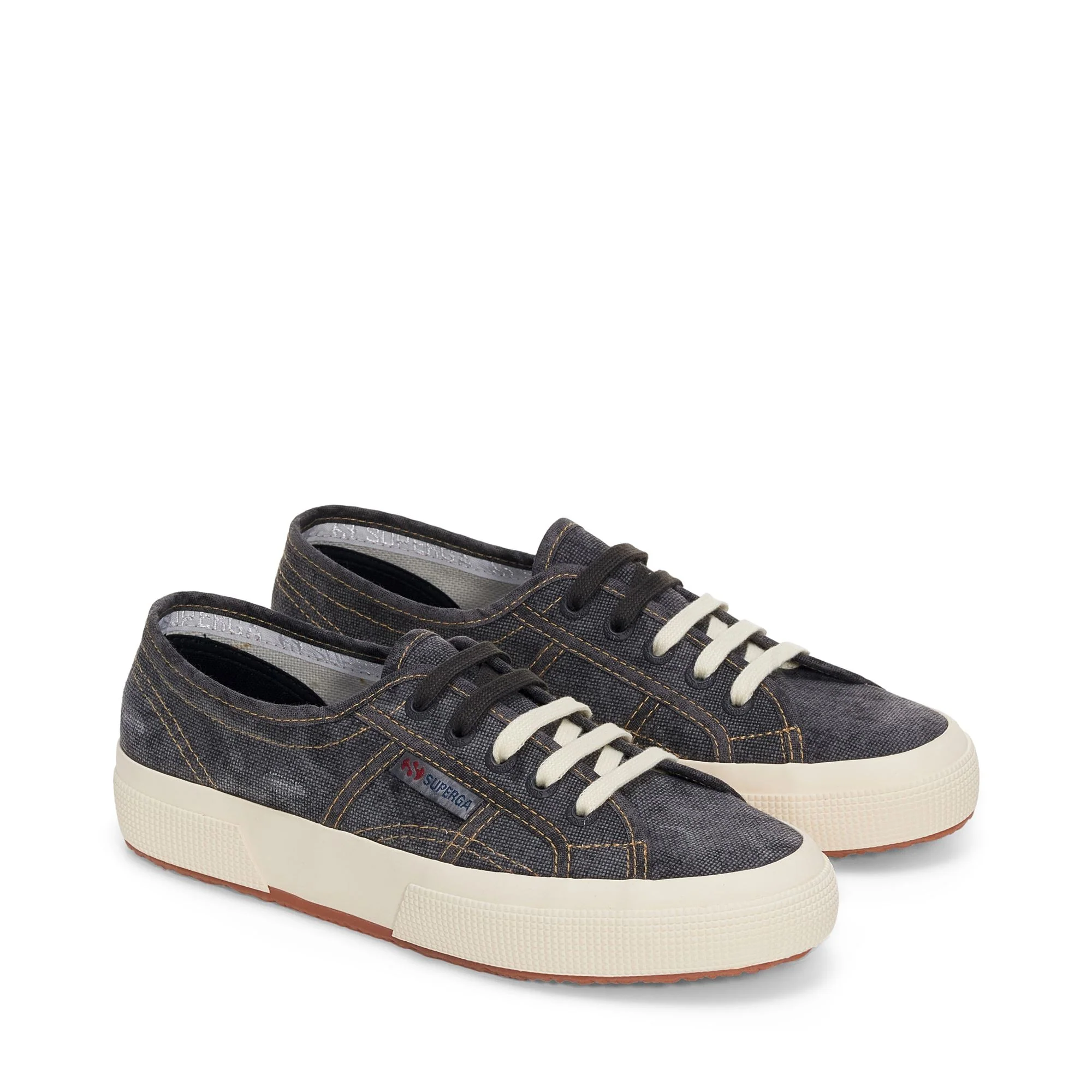 2750 COTTON DENIM DESTROYED - Le Superga - Low Cut - Unisex - BLACK BRISTOL- BEIGE GARDENIA