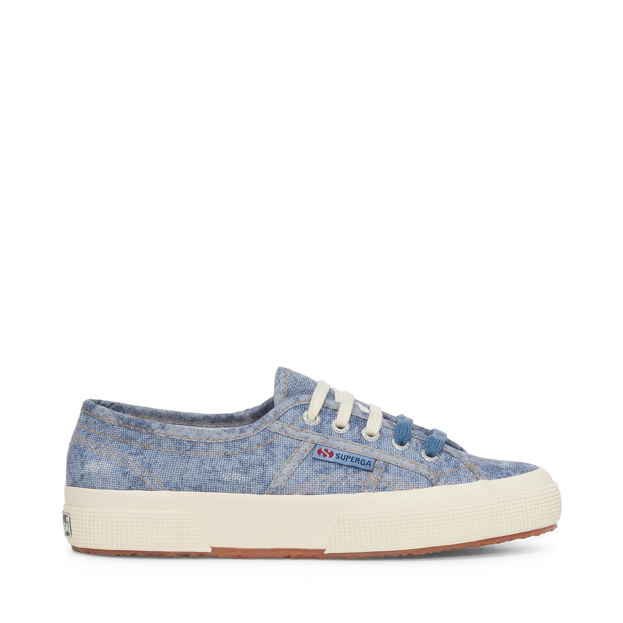 2750 COTTON DENIM DESTROYED - Le Superga - Low Cut - Unisex - BLUE DUSTY-BEIGE GARDENIA