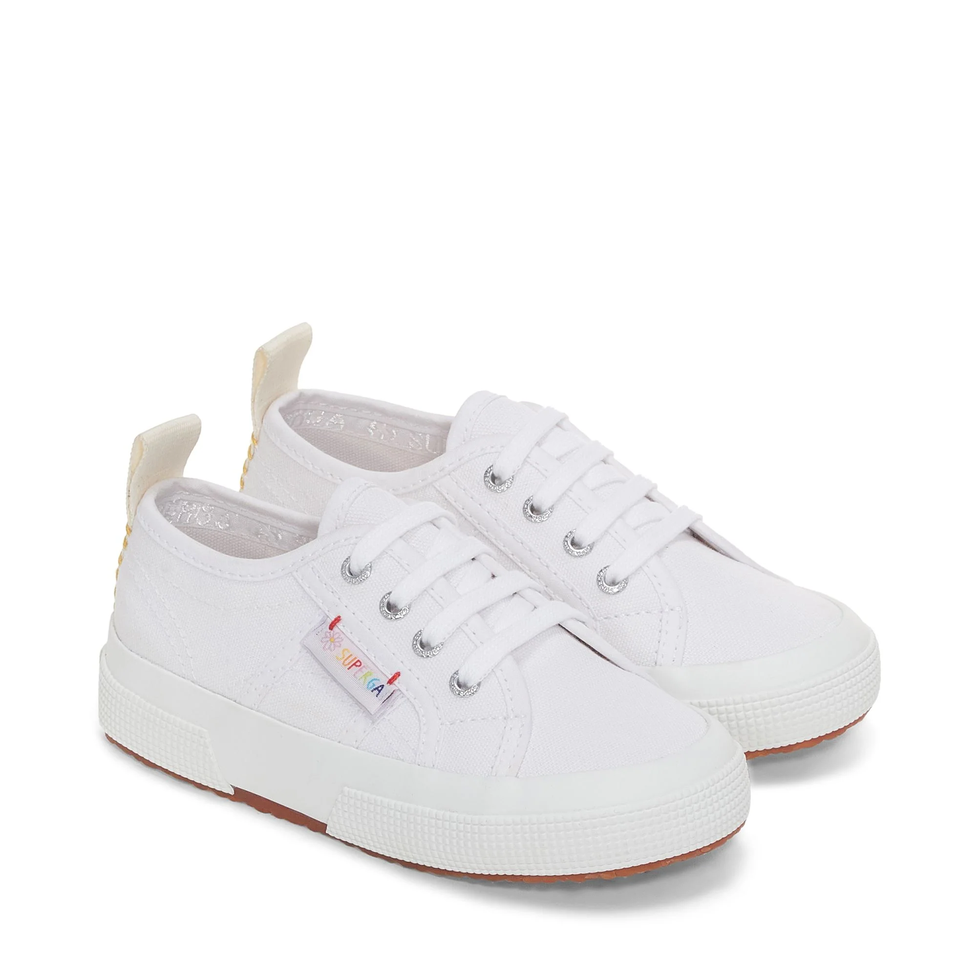 2750 KIDS FUNNY LABEL - Le Superga - Sneaker - Girl - WHITE-MULTICOLOR FLOWER LABEL