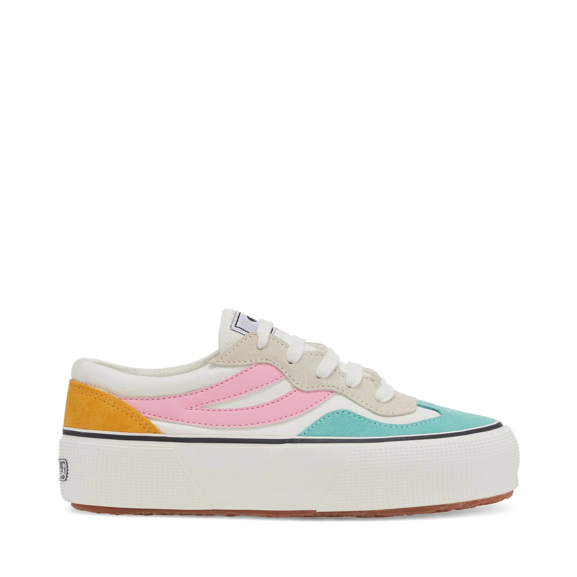 3041 REVOLLEY GROOVY COLORBLOCK PLATFORM - Sneakers - Wedge - Woman - WHITE AVORIO-GROOVY COLORS