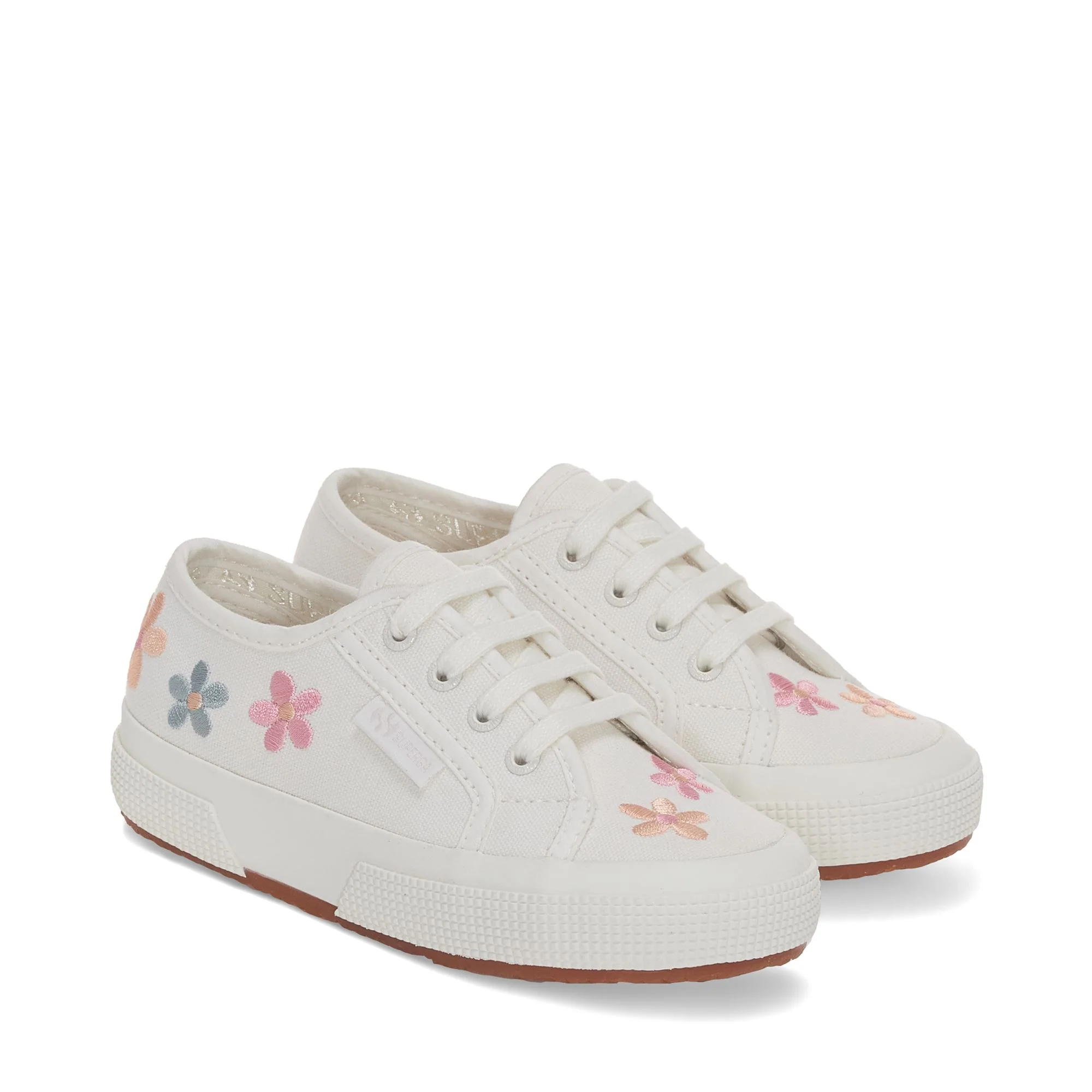 2750 KIDS EMBROIDERY FLOWERS - Le Superga - Sneaker - Girl - WHITE AVORIO-MULTICOLOR FLOWERS