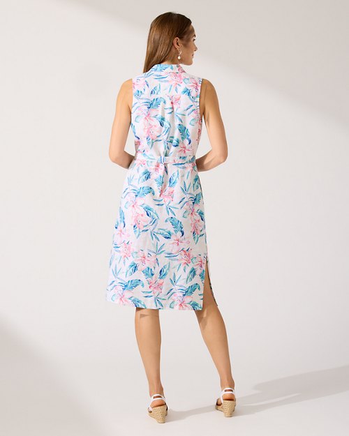Two Palms Breeze Beach Blooms Linen Shirt Dress