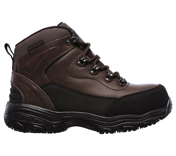 Skechers Women Work: D'Lites - Amasa Alloy Toe Brown