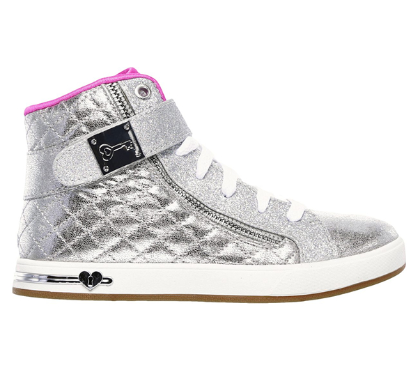 Skechers Girls Shoutouts - Quilted Crush Silver/Hot Pink