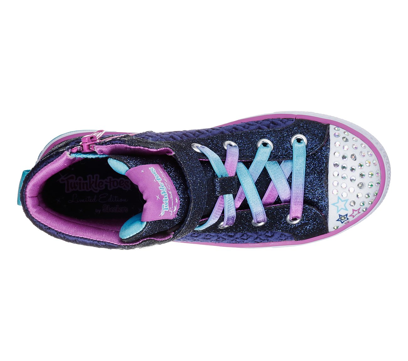 Skechers Girls Twinkle Toes: Shuffles - Twinkle Charm Navy/Turquoise