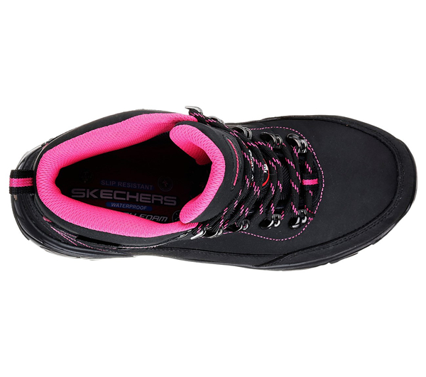 Skechers Women Work: D'Lites - Amasa Alloy Toe Black/Fuchsia
